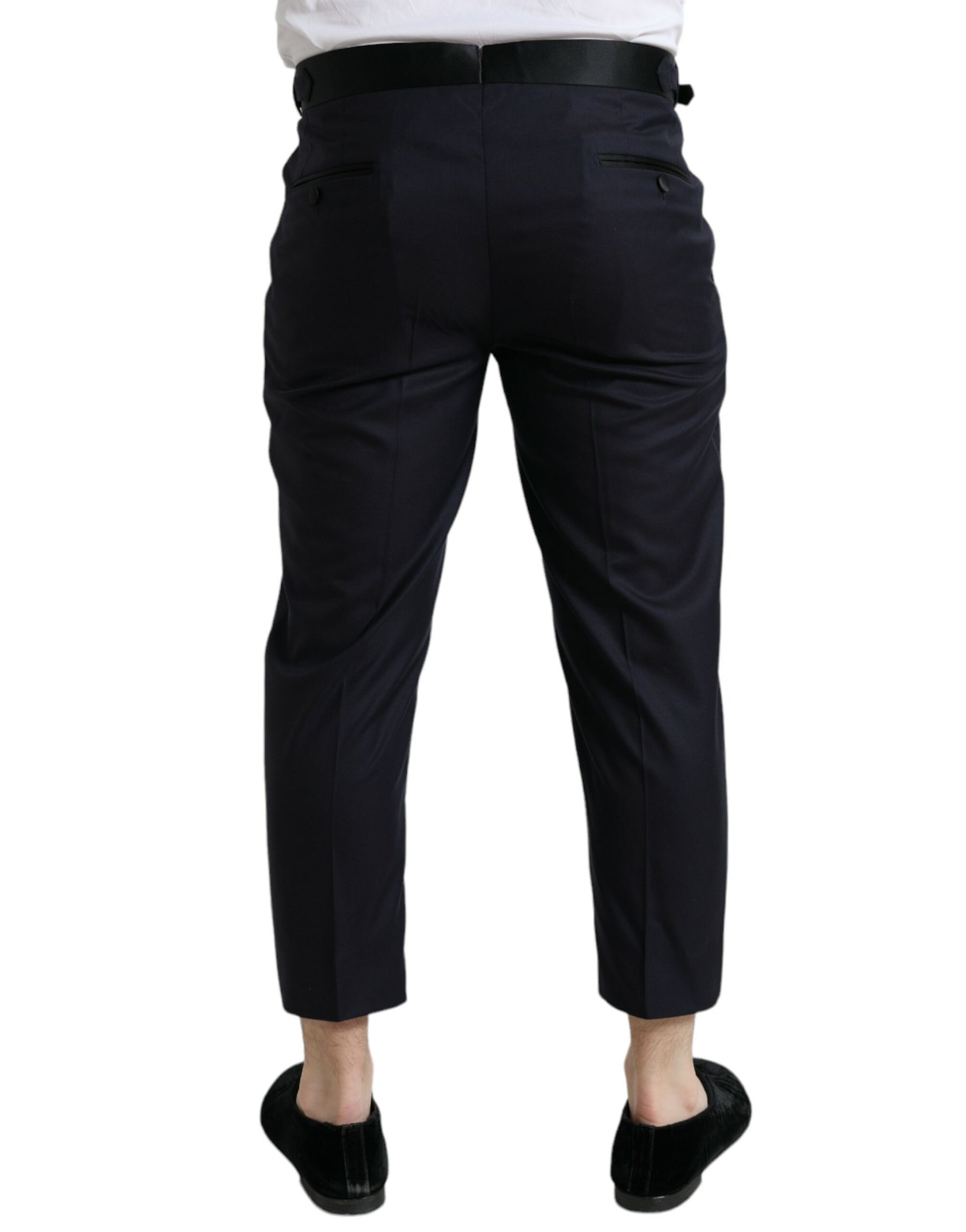 Dolce & Gabbana Blue Wool Cropped Tapered Pants | Regal Royce