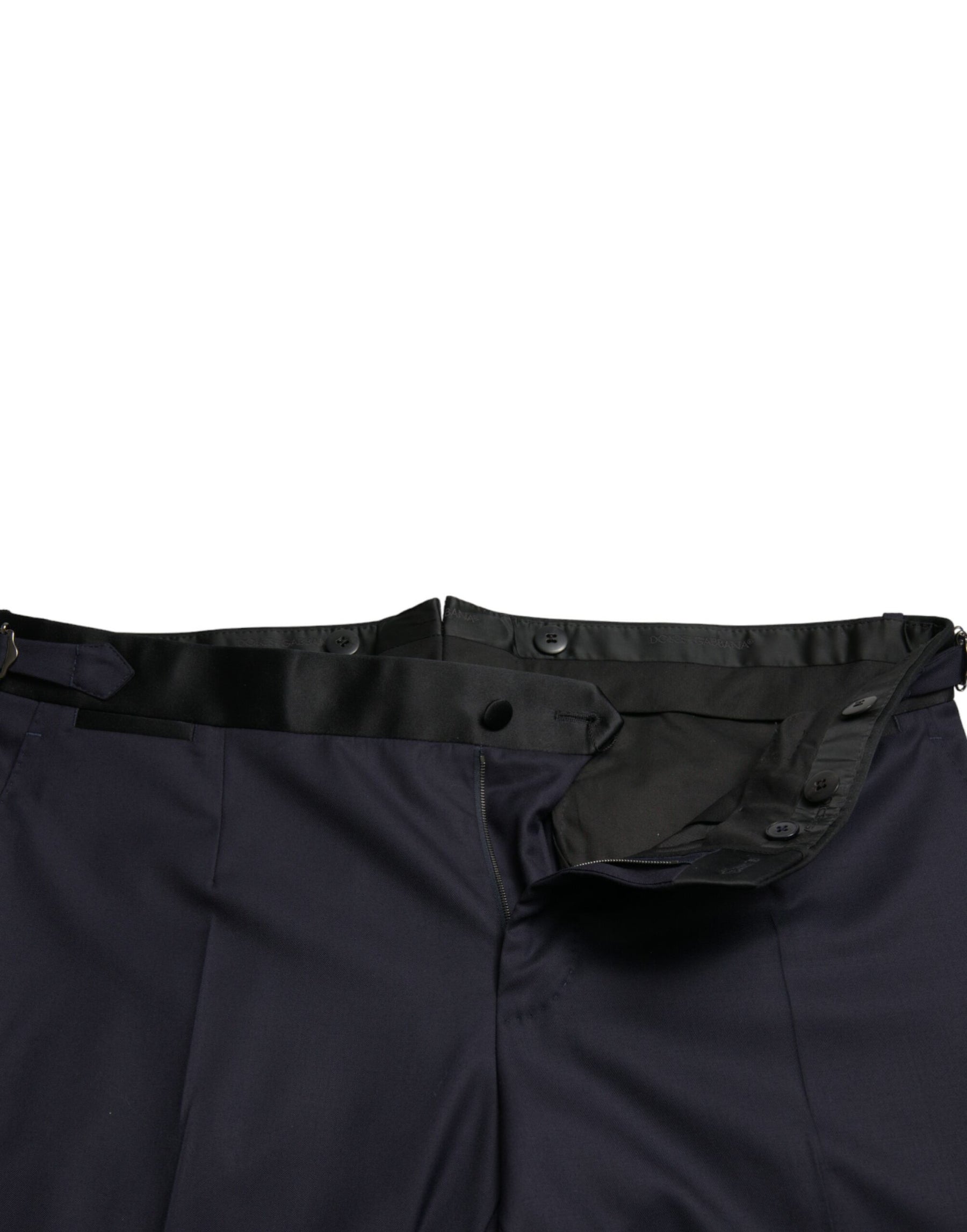 Dolce & Gabbana Blue Wool Cropped Tapered Pants | Regal Royce