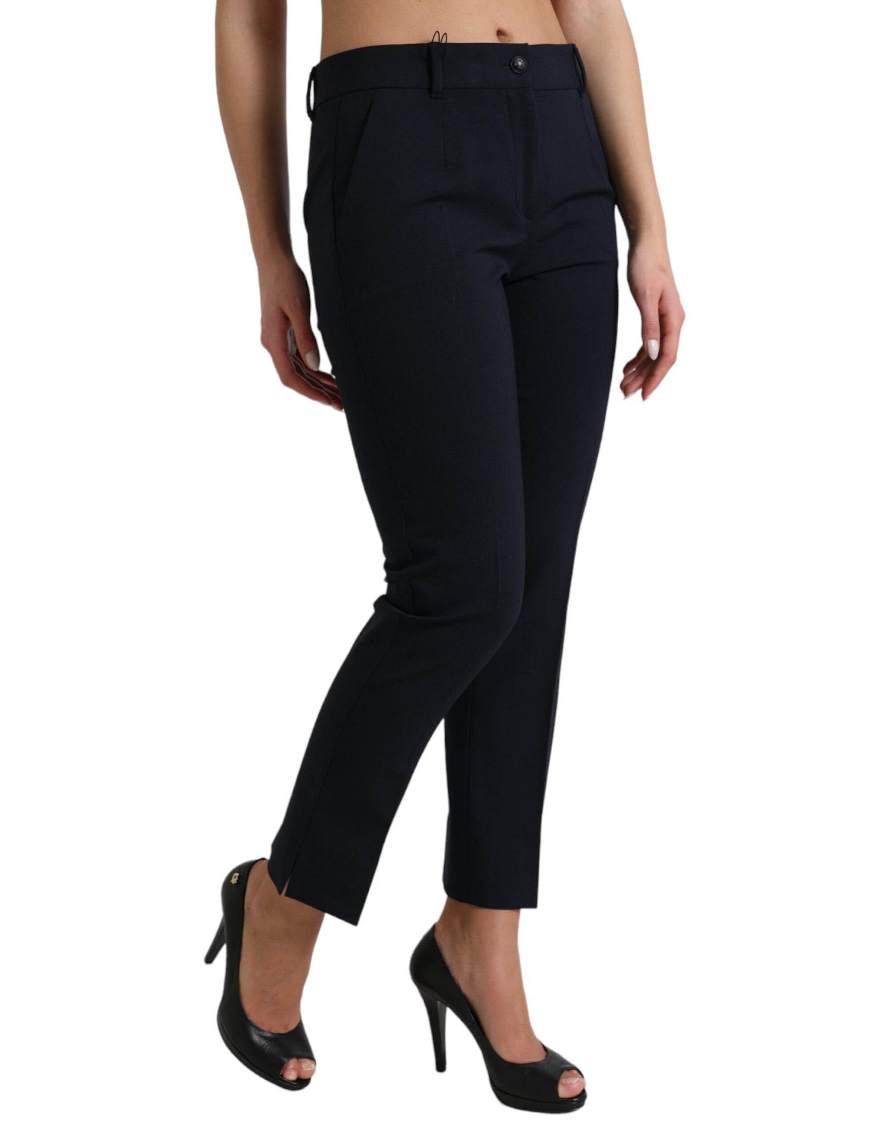 Dolce & Gabbana Blue Mid Waist Tapered Cropped Pants | Regal Royce