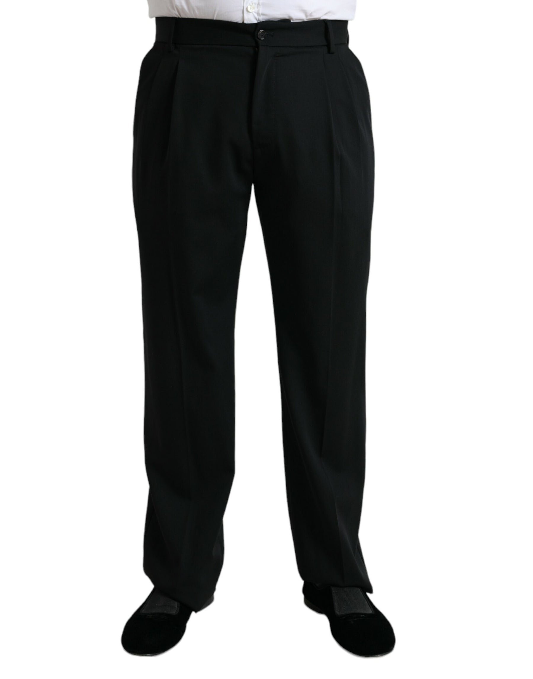 Dolce & Gabbana Black Wool Formal Straight Fit Dress Pants | Regal Royce