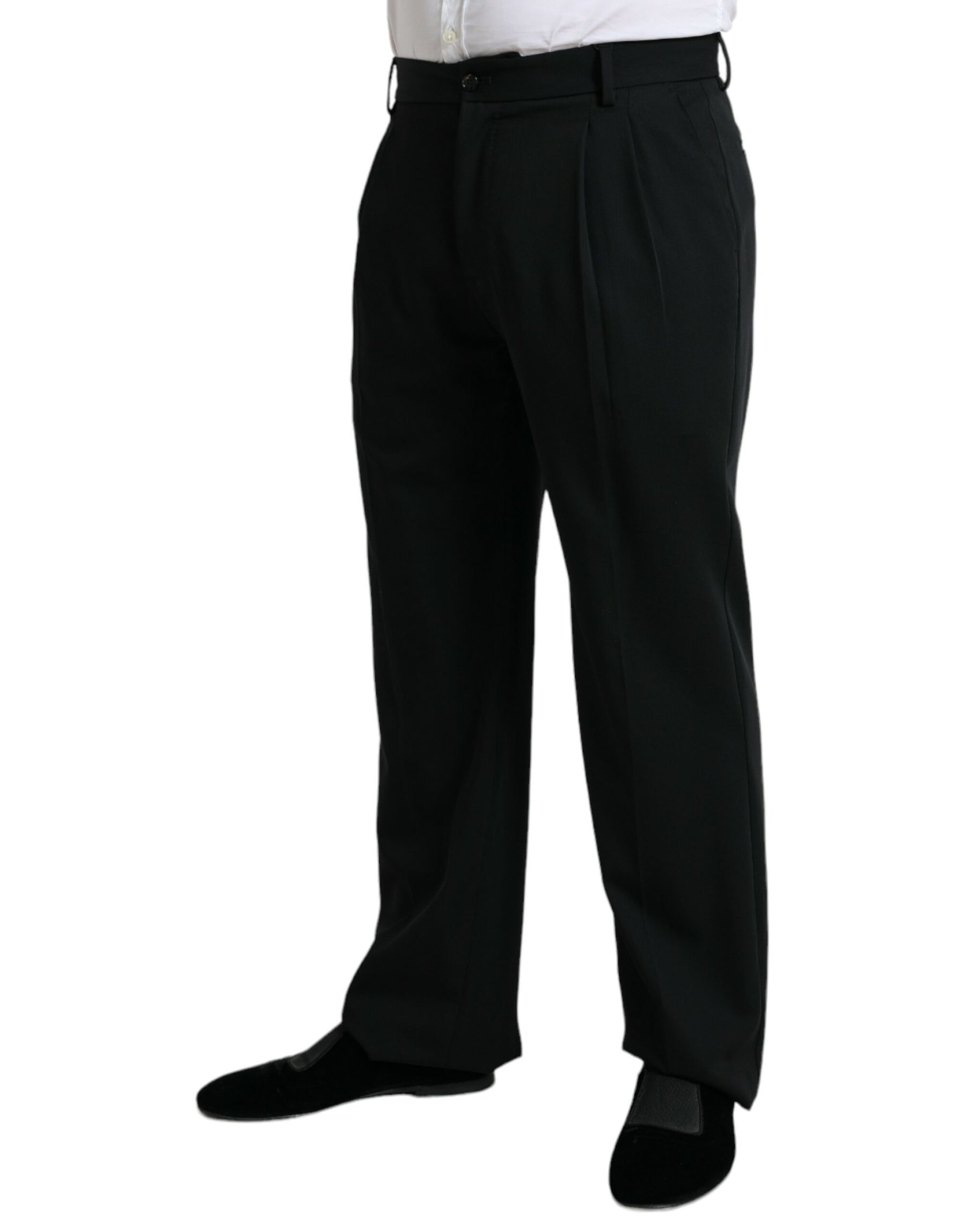 Dolce & Gabbana Black Wool Formal Straight Fit Dress Pants | Regal Royce