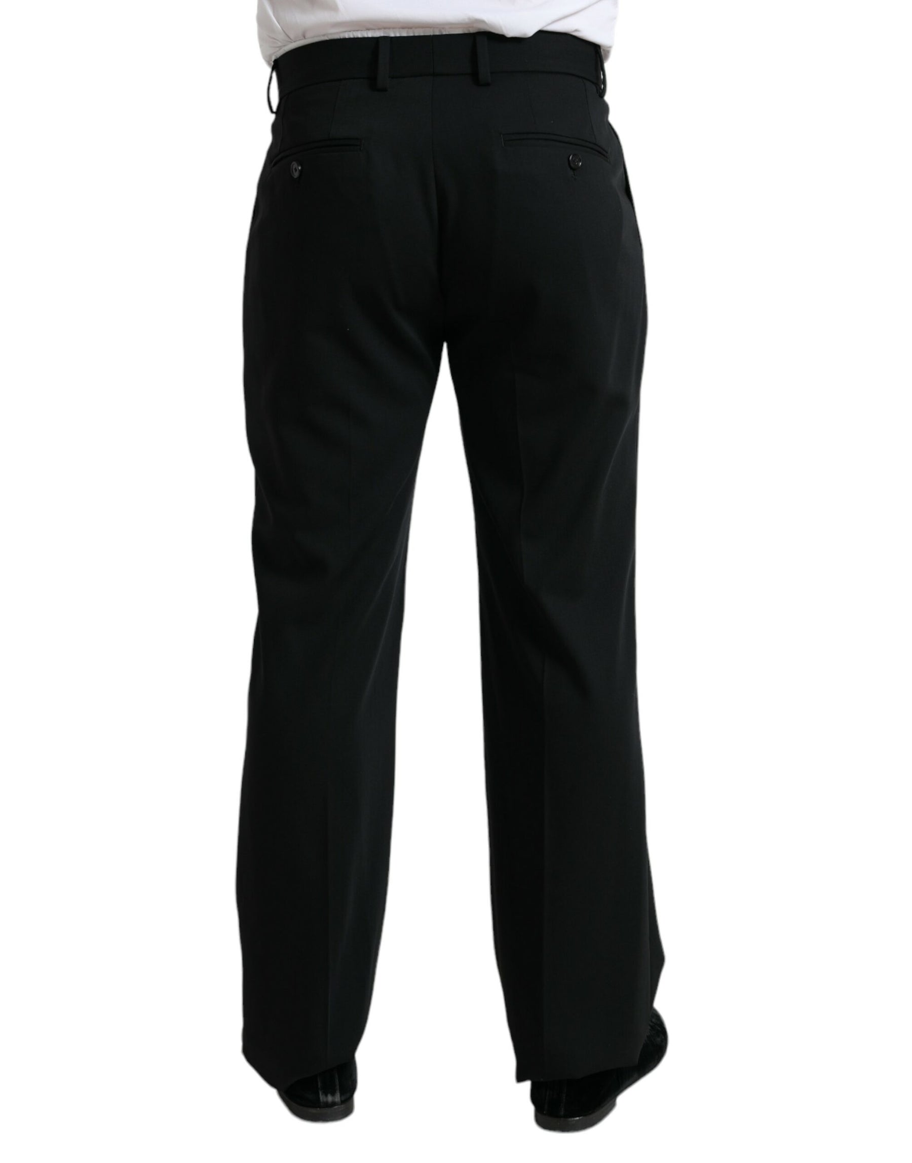Dolce & Gabbana Black Wool Formal Straight Fit Dress Pants | Regal Royce