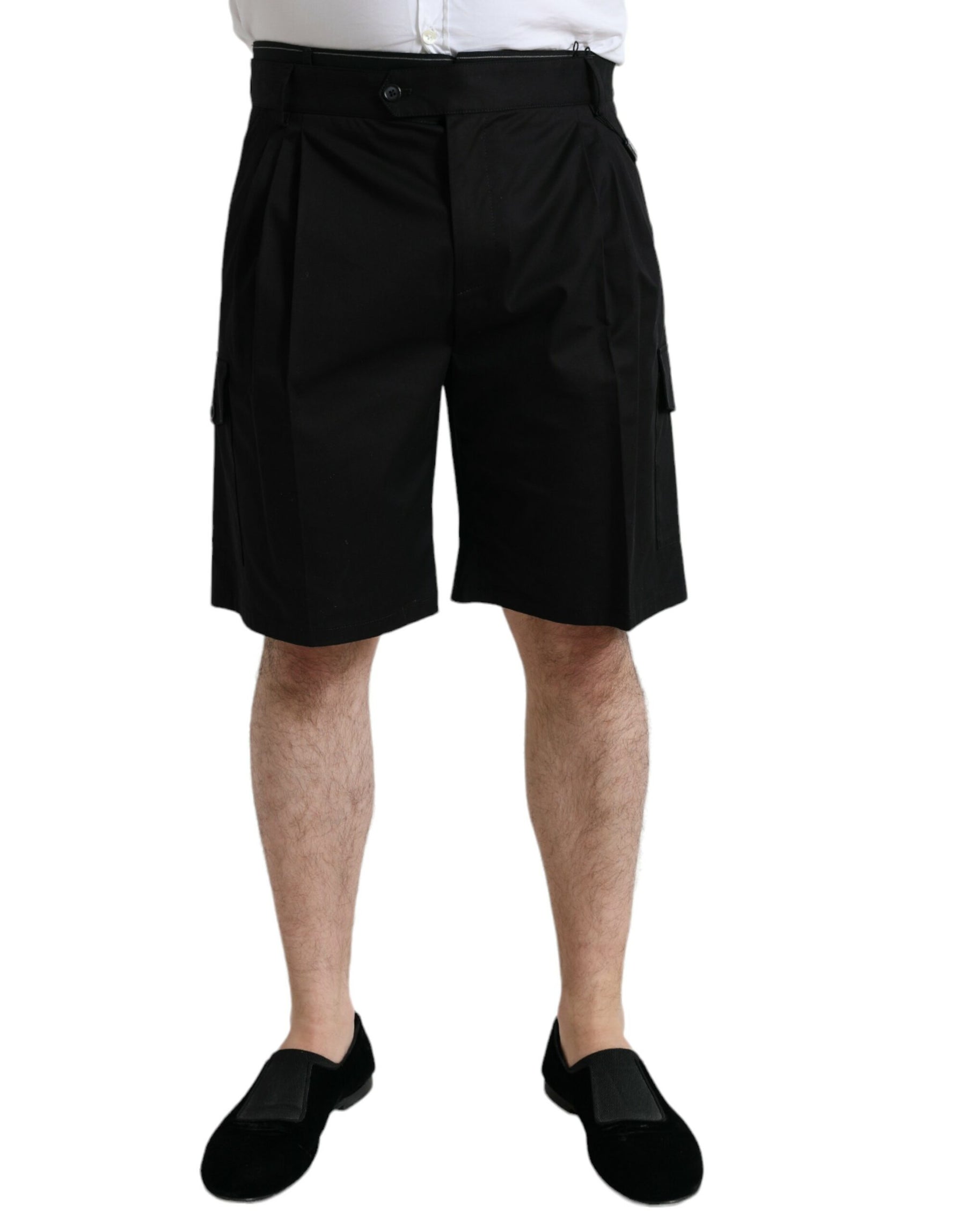 Dolce & Gabbana Black Cotton Stretch Cargo Bermuda Shorts | Regal Royce