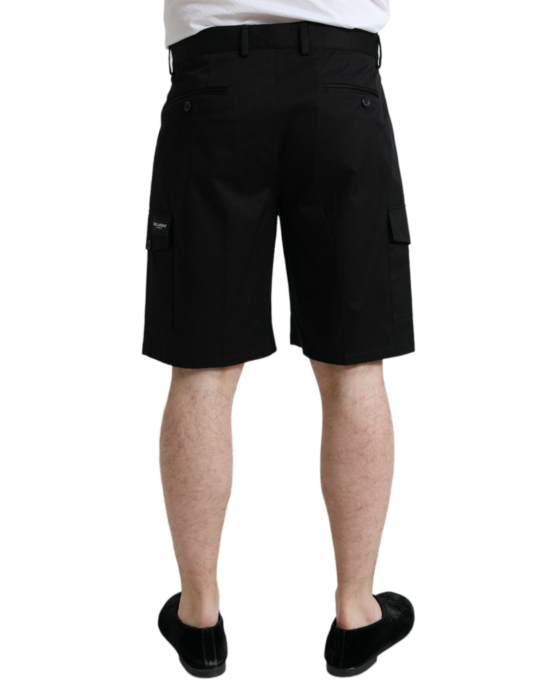 Dolce & Gabbana Black Cotton Stretch Cargo Bermuda Shorts | Regal Royce