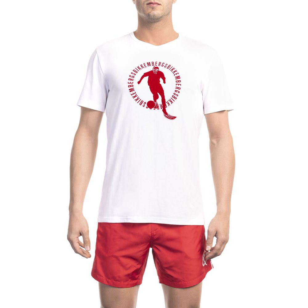 Bikkembergs White Cotton Men's T-Shirt | Regal Royce