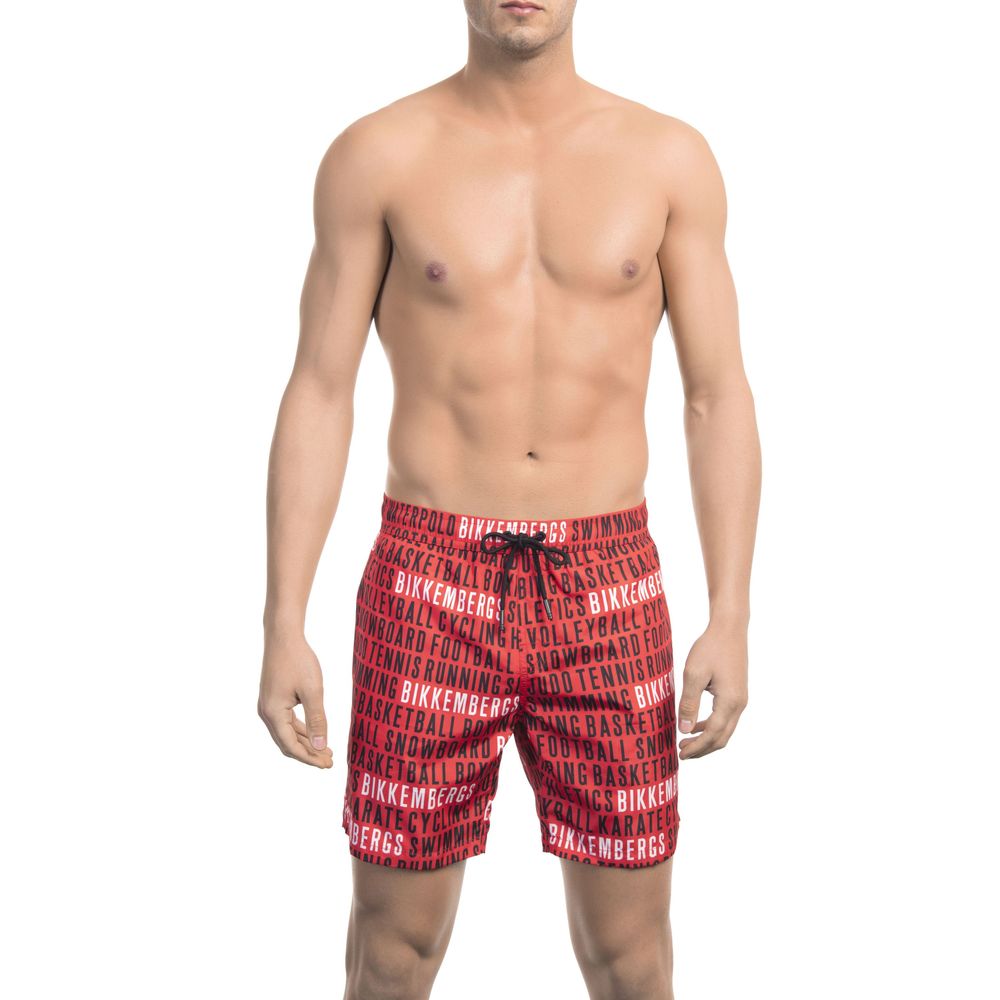 Bikkembergs Red Polyester Men Swim Short | Regal Royce