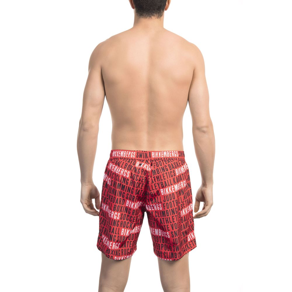 Bikkembergs Red Polyester Men Swim Short | Regal Royce