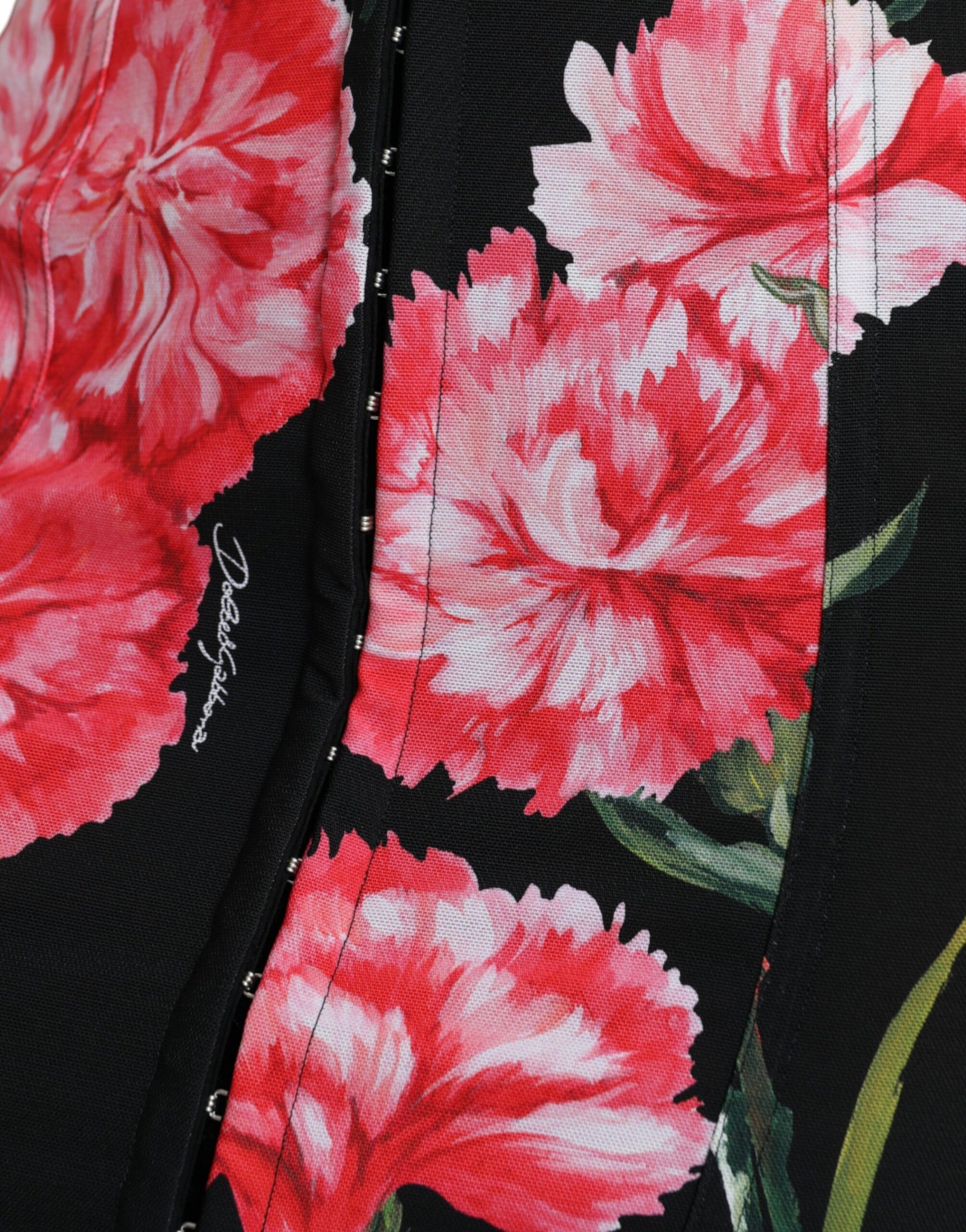 Dolce & Gabbana Black Carnation Pencil Cut Knee Length Skirt | Regal Royce