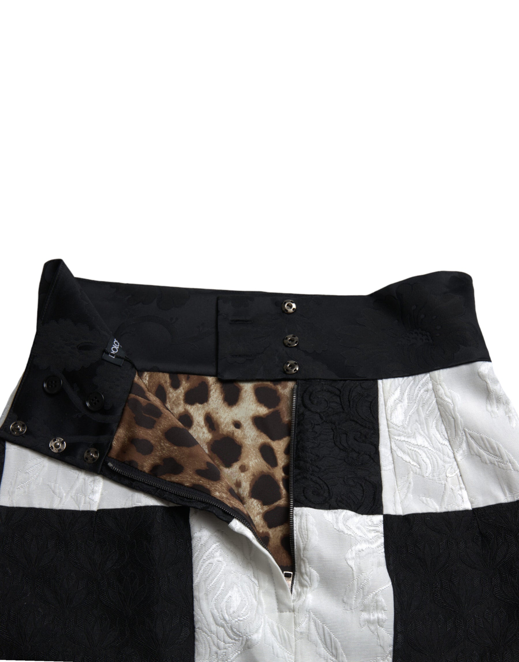 Dolce & Gabbana Black White Floral Brocade High Waist Skirt | Regal Royce