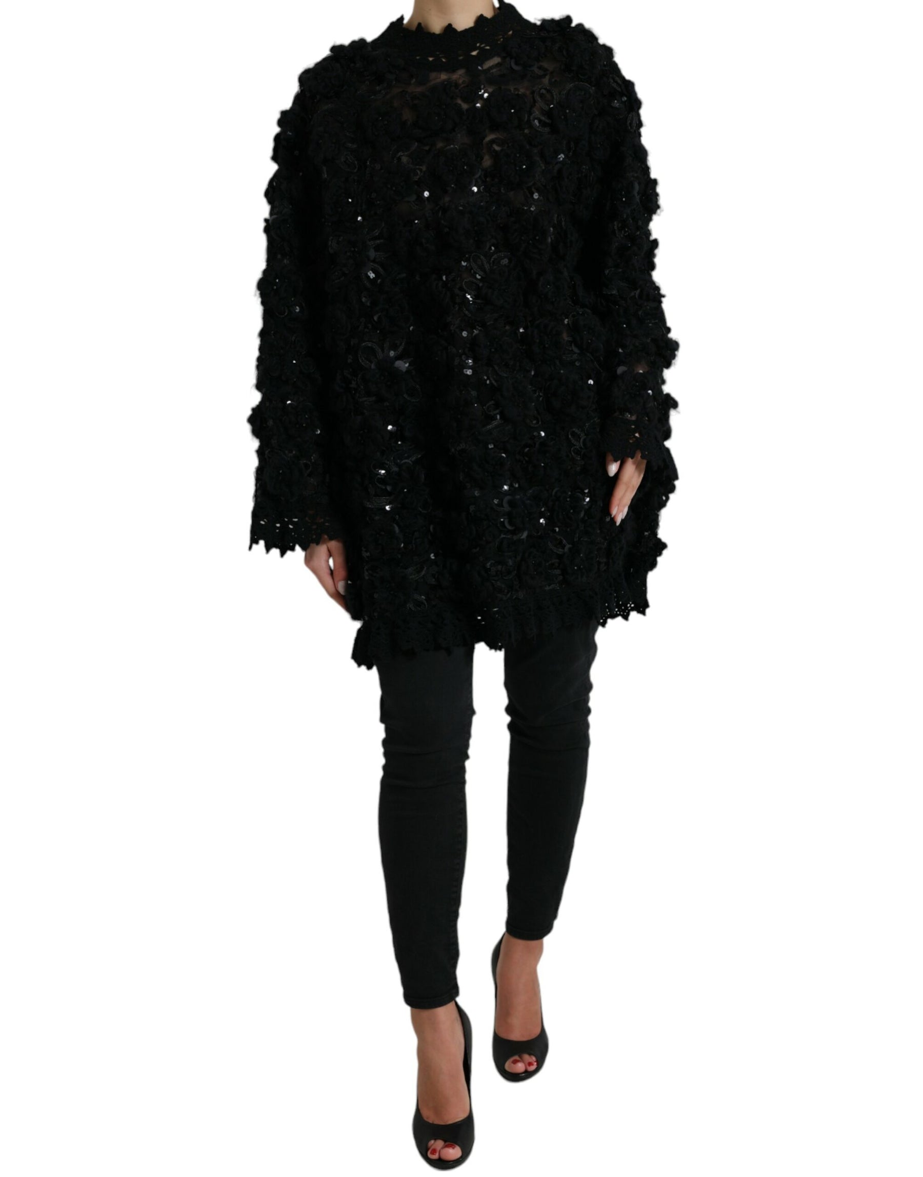 Dolce & Gabbana Black Sequined Embellished Pullover Sweater | Regal Royce