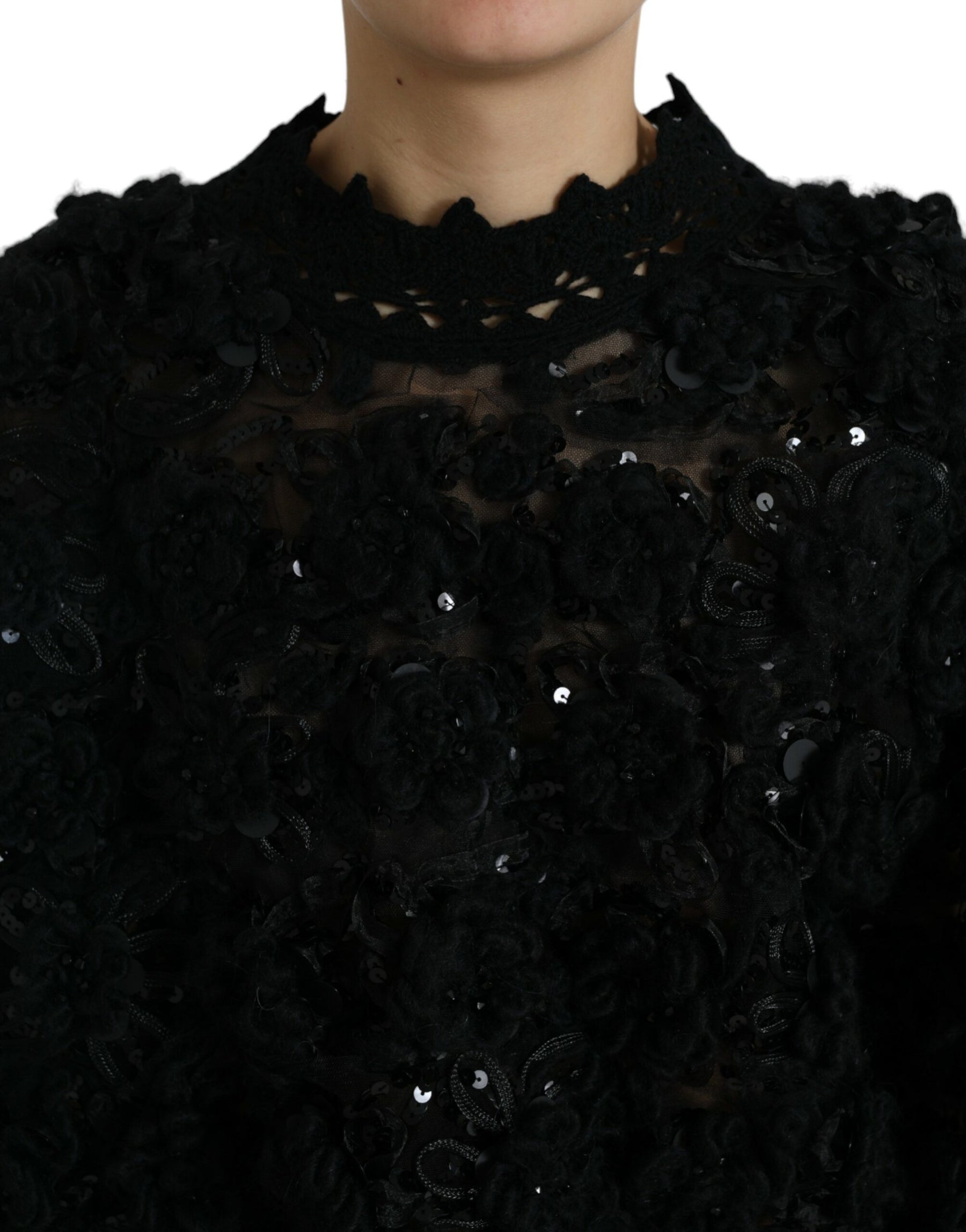Dolce & Gabbana Black Sequined Embellished Pullover Sweater | Regal Royce