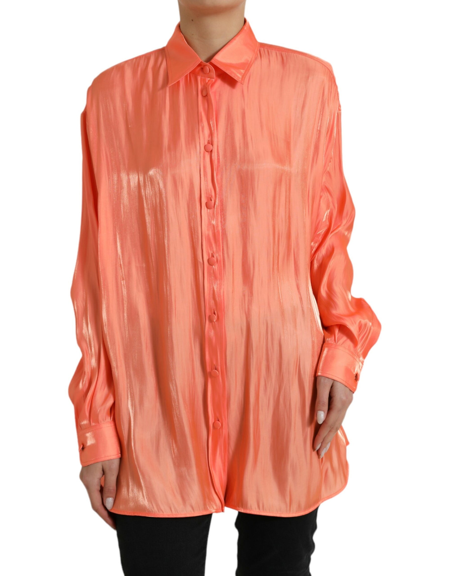 Dolce & Gabbana Peach Long Sleeve Button Down Blouse Top | Regal Royce