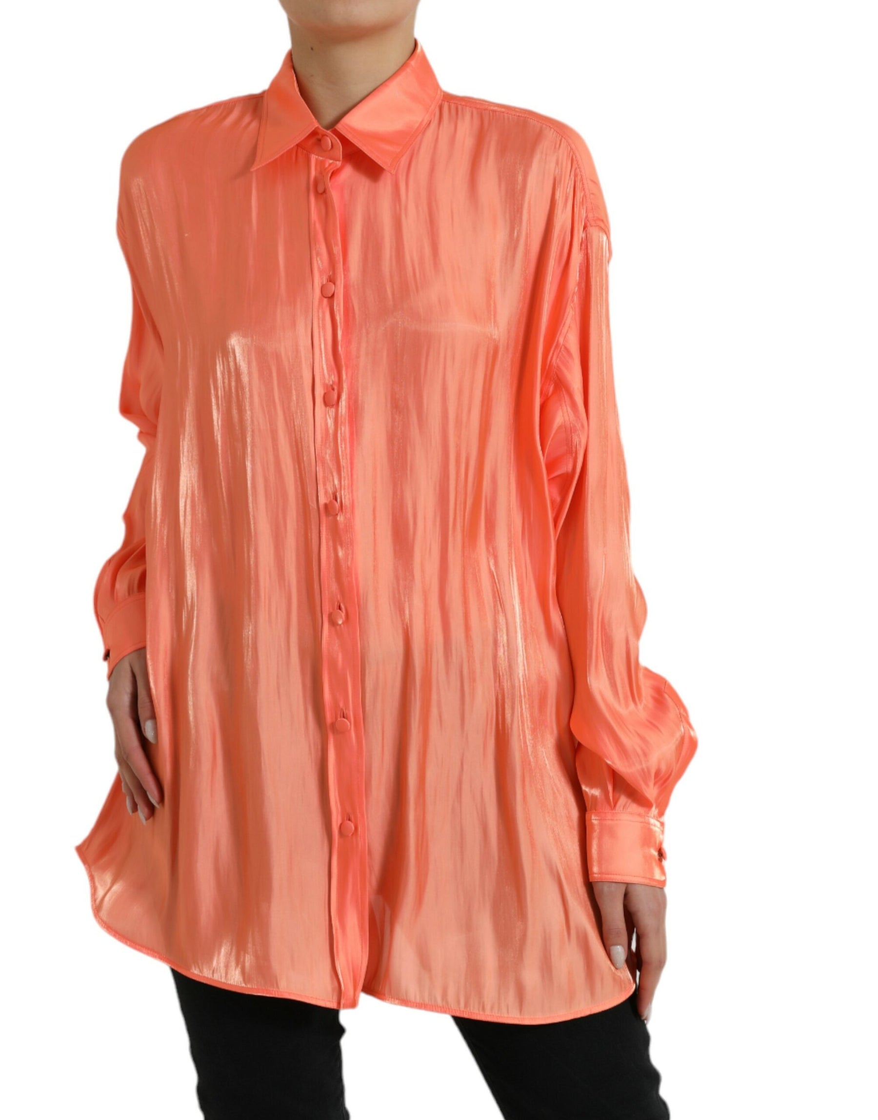 Dolce & Gabbana Peach Long Sleeve Button Down Blouse Top | Regal Royce