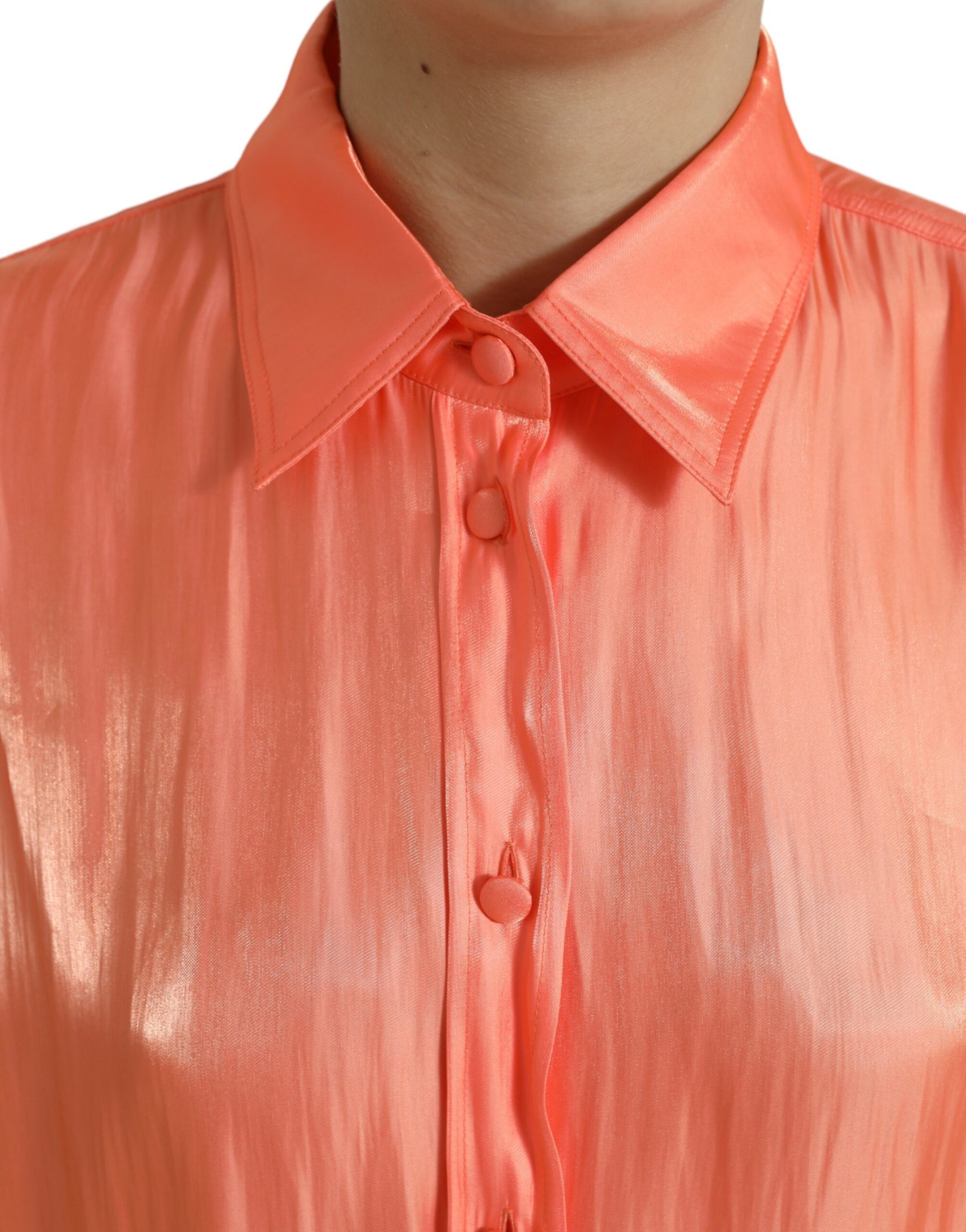 Dolce & Gabbana Peach Long Sleeve Button Down Blouse Top | Regal Royce