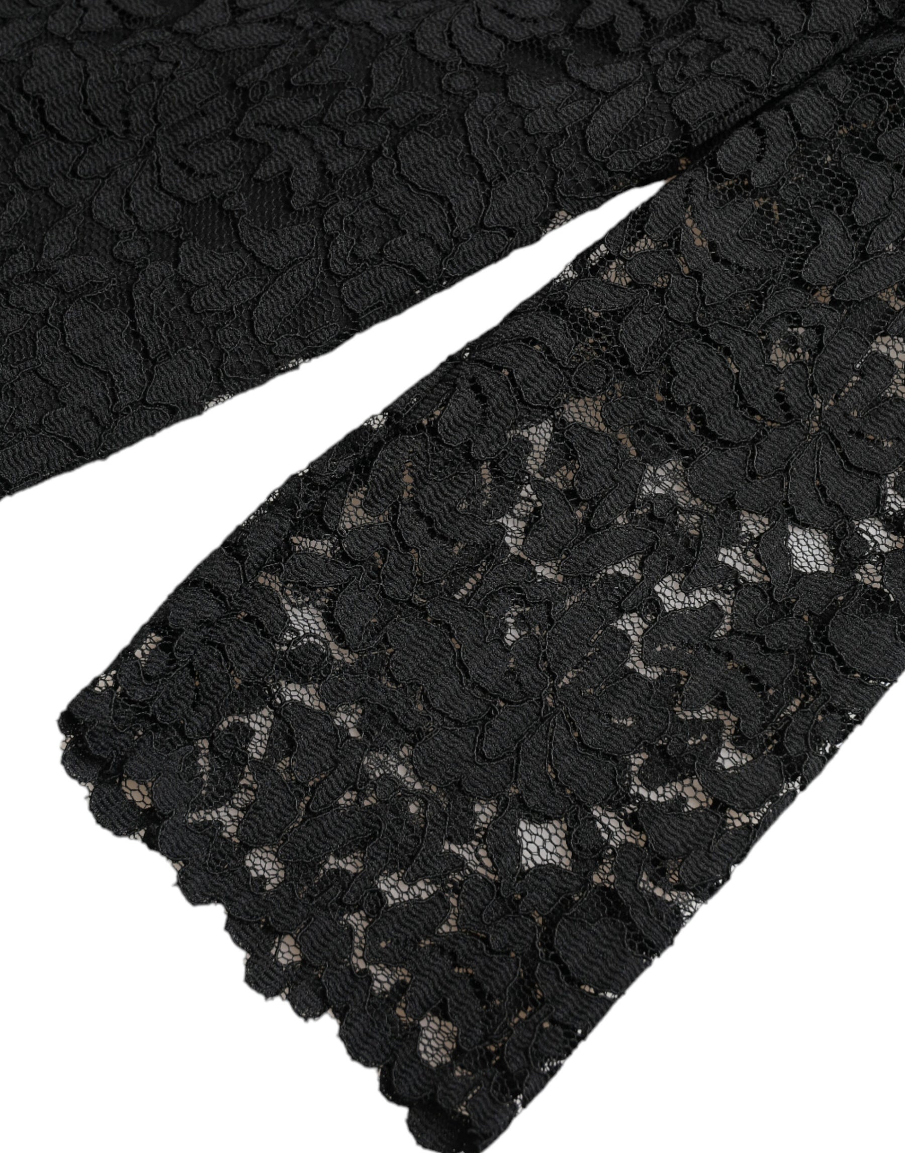Dolce & Gabbana Black STAFF Blouse Floral Lace Nylon Top | Regal Royce