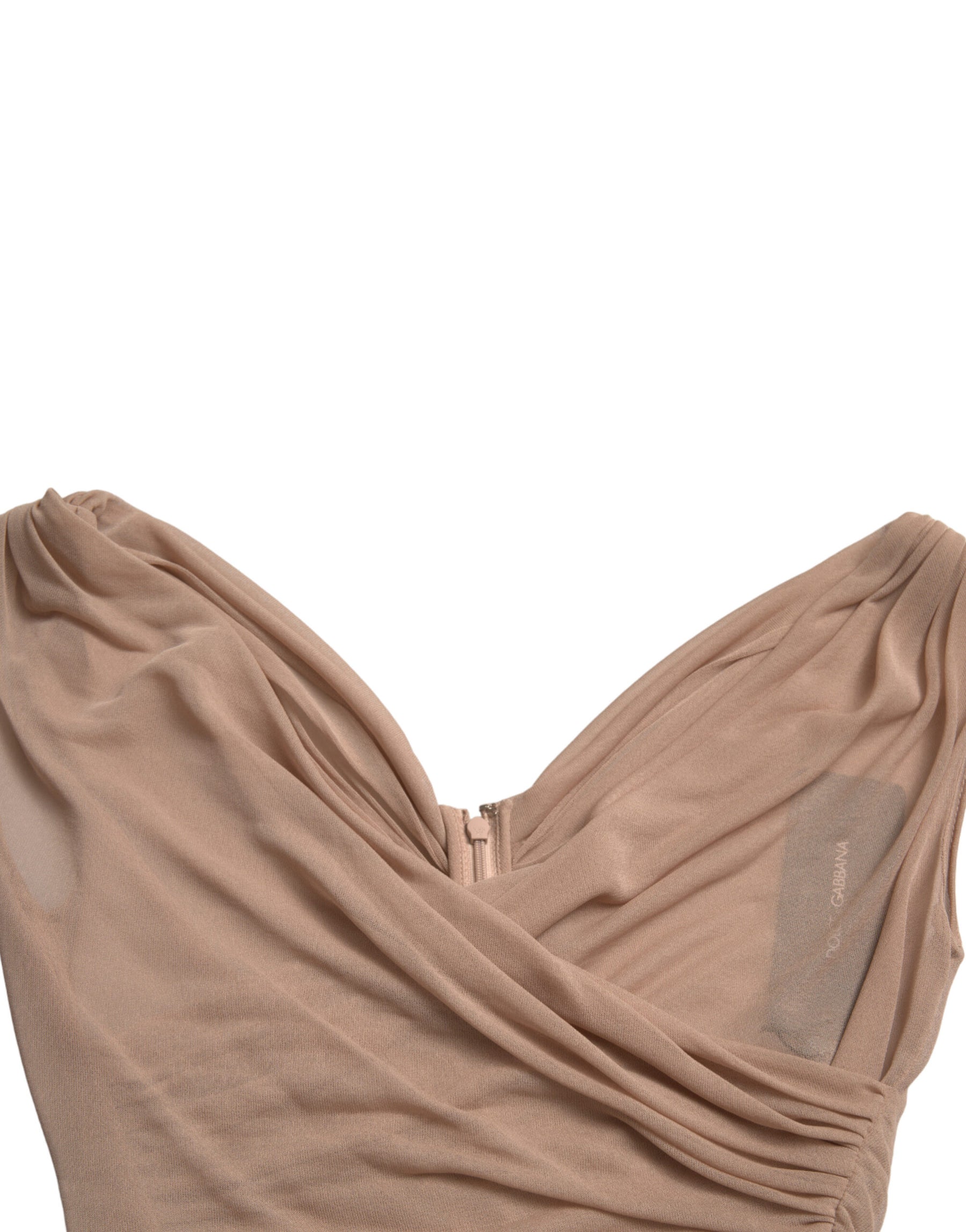 Dolce & Gabbana Beige Viscose V-neck Sleeveless Tank Top | Regal Royce