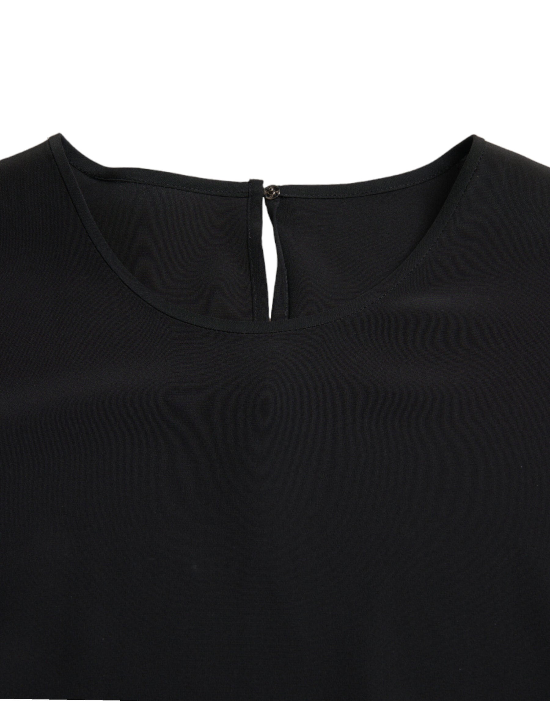 Dolce & Gabbana Black Silk Round Neck Short Sleeve Blouse Top | Regal Royce