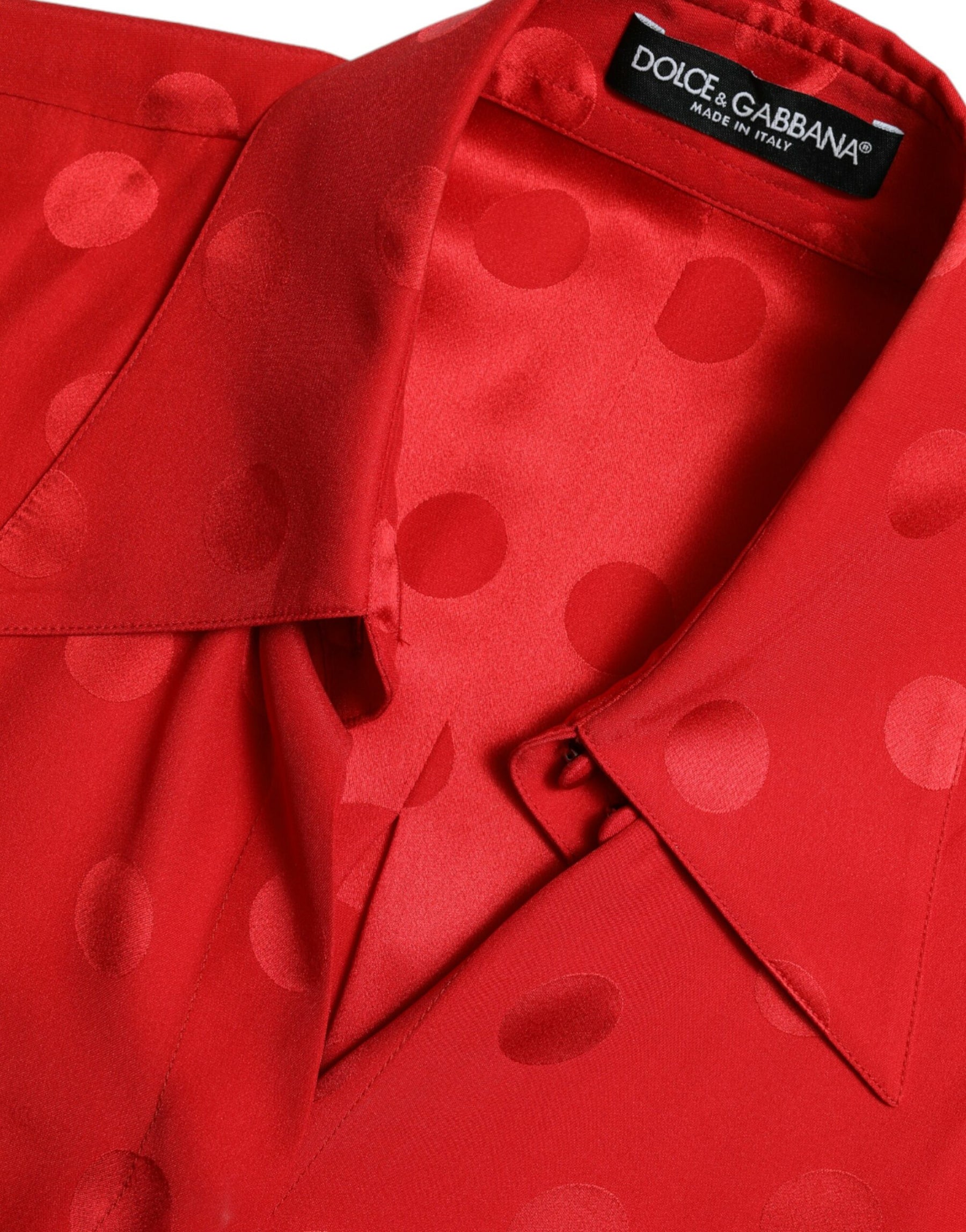Dolce & Gabbana Red Polka Dot Sleeveless Collared Blouse Top | Regal Royce