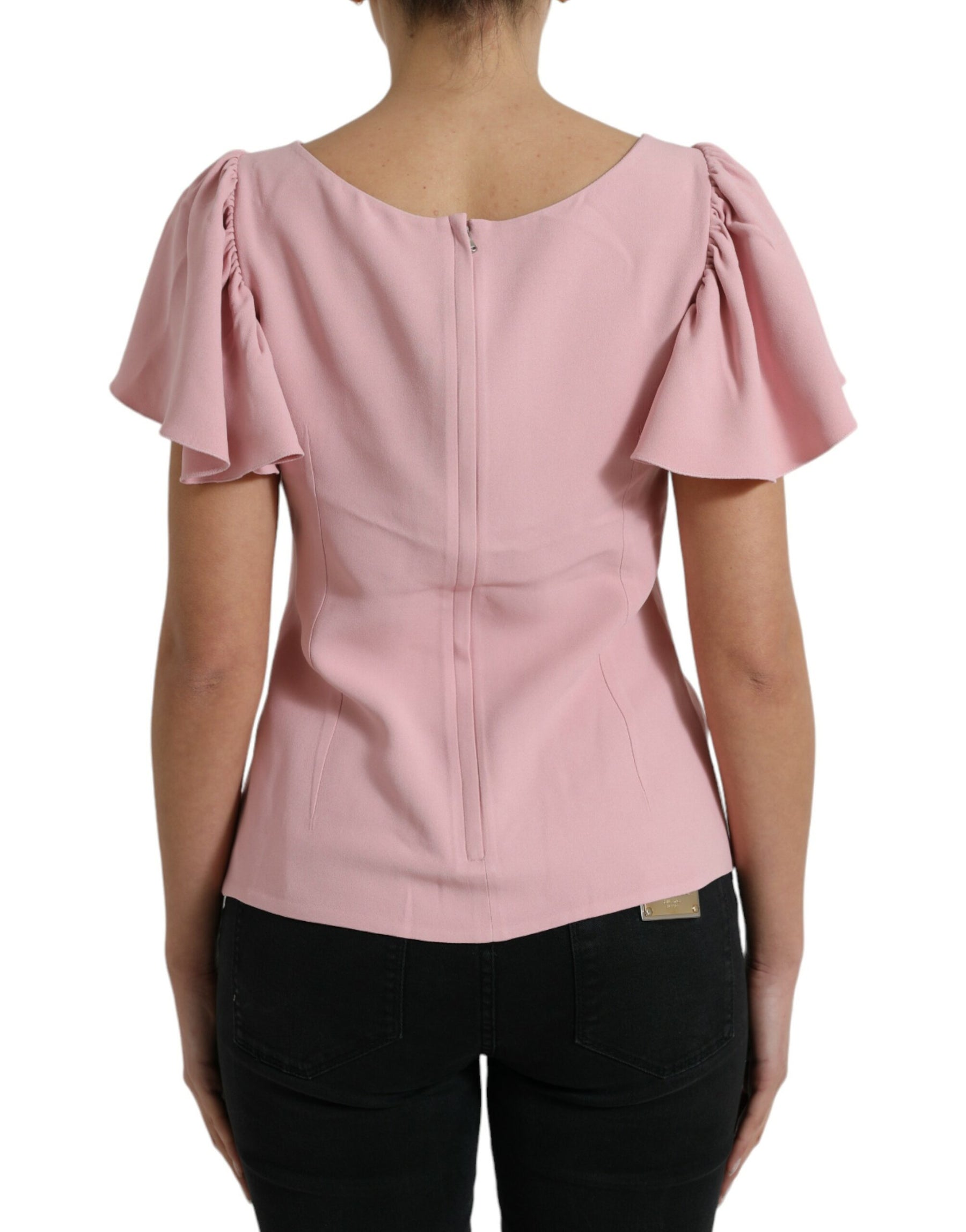 Dolce & Gabbana Pink Short Sleeves Round Neck Blouse Top | Regal Royce