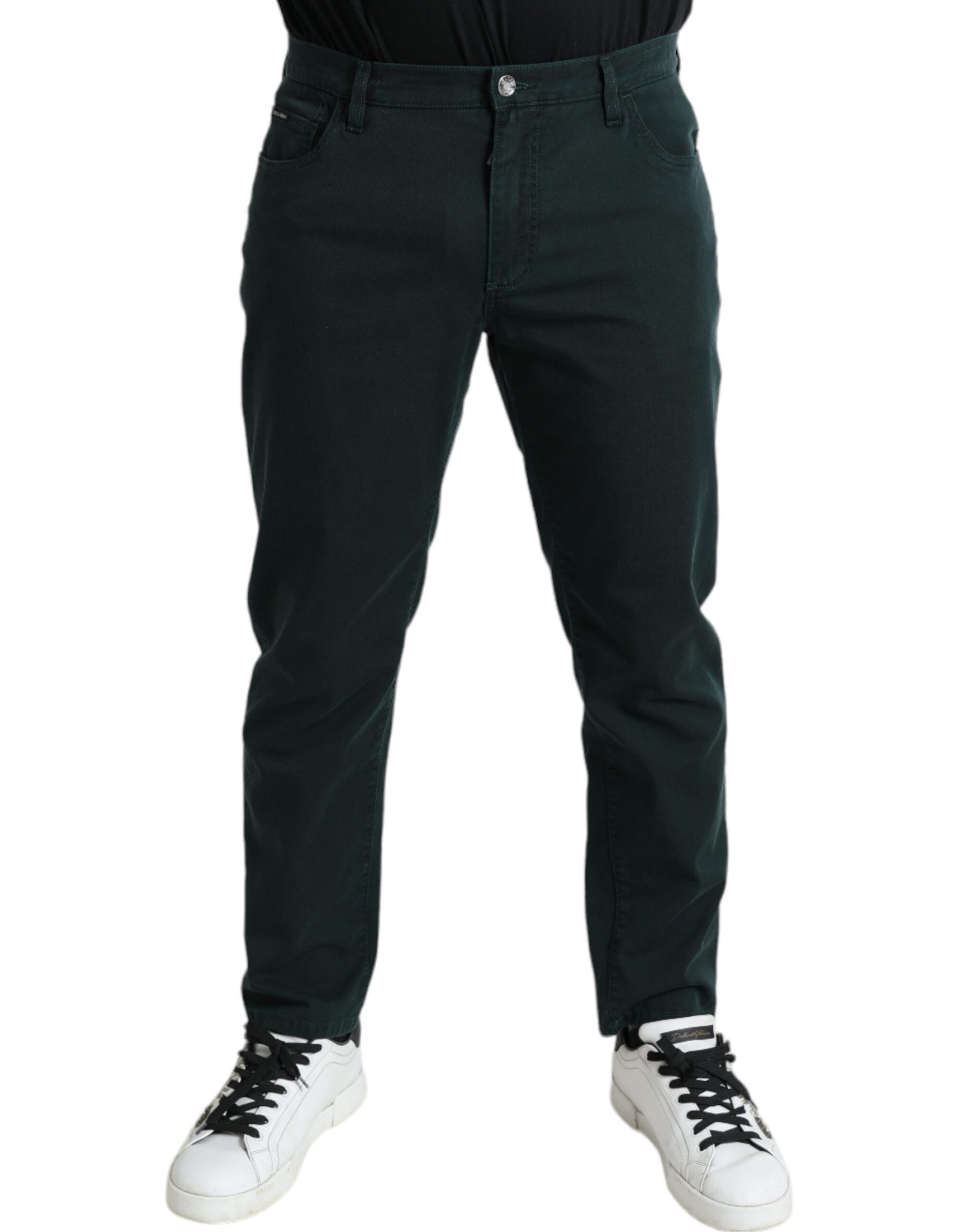 Dolce & Gabbana Green Cotton Stretch Skinny Men Denim Jeans | Regal Royce