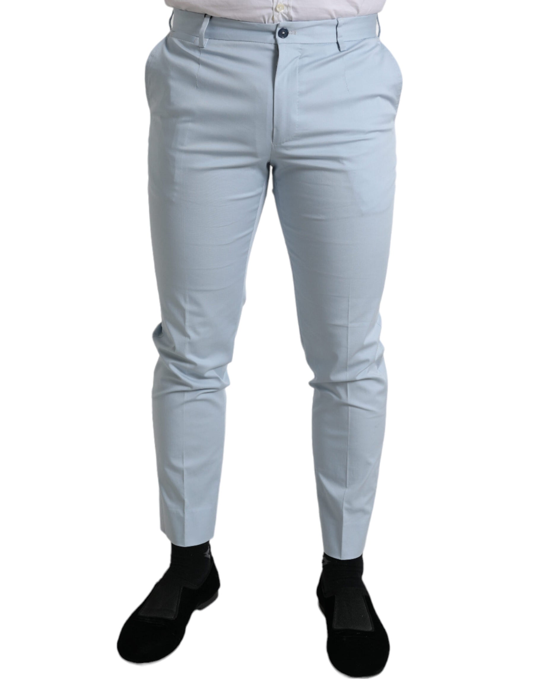 Dolce & Gabbana Sky Blue Cotton Stretch Skinny Pants | Regal Royce