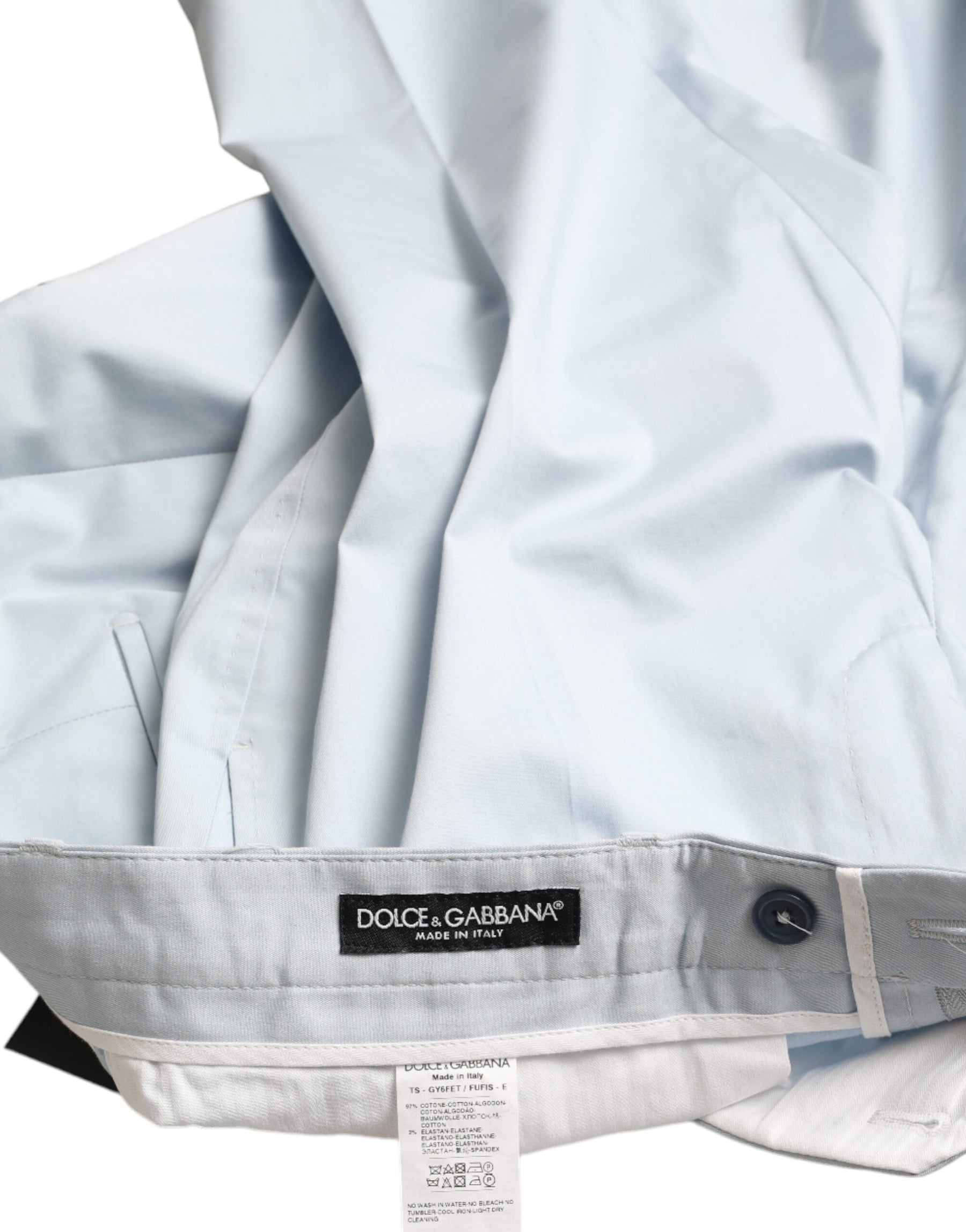 Dolce & Gabbana Sky Blue Cotton Stretch Skinny Pants | Regal Royce