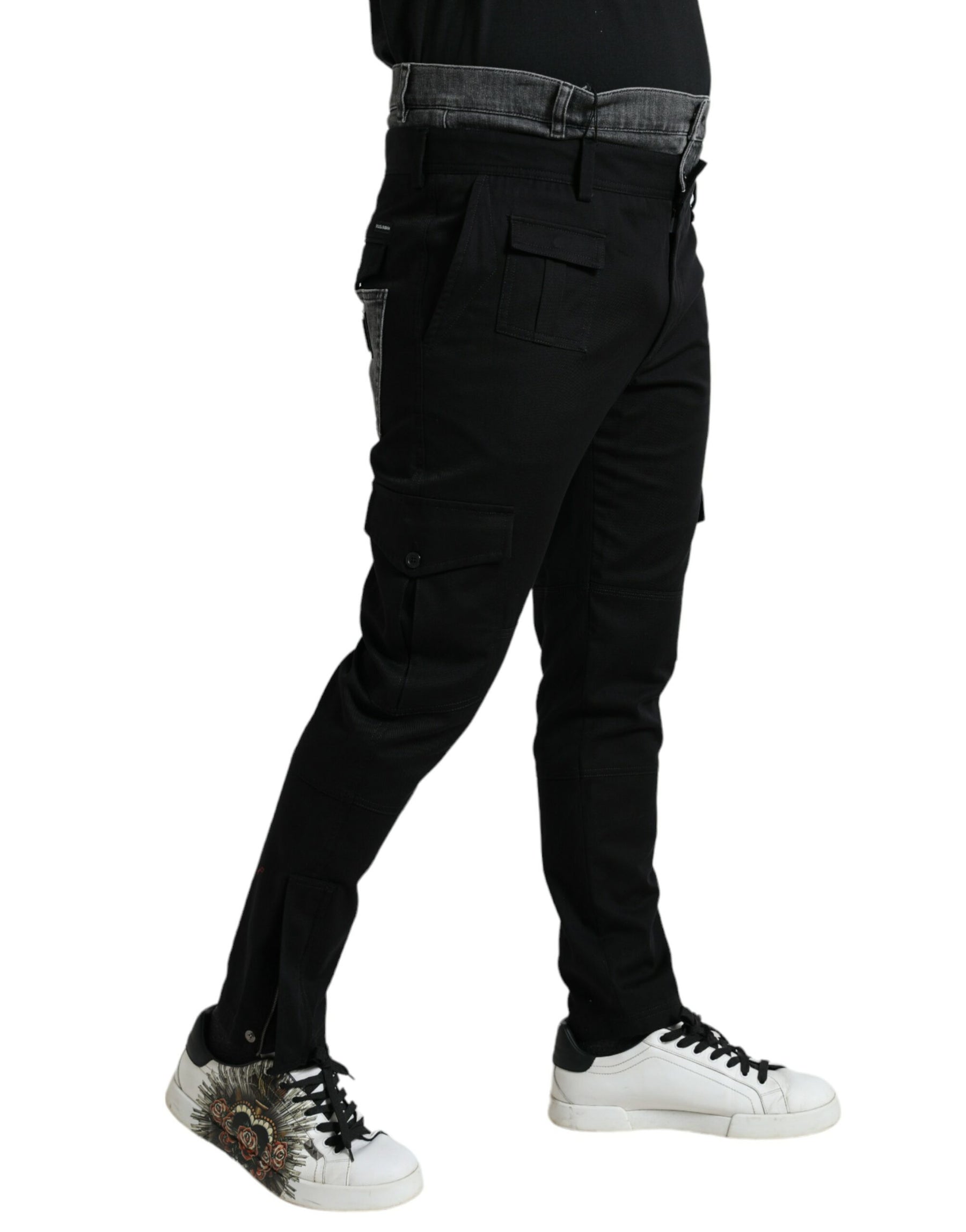 Dolce & Gabbana Black Gray Slim Cotton Denim Jeans Pants | Regal Royce