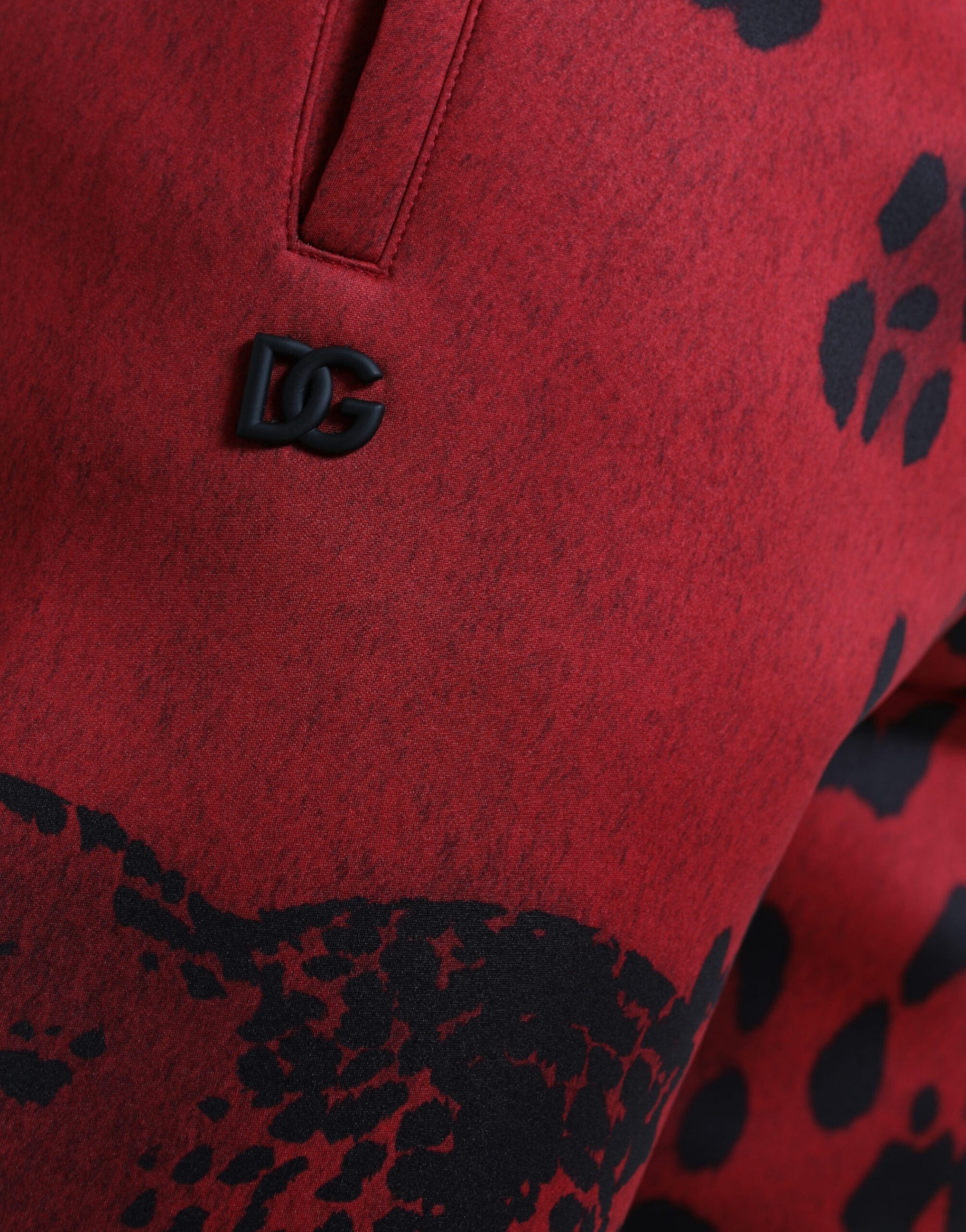 Dolce & Gabbana Red Black Leopard Stretch Jogger Pants | Regal Royce