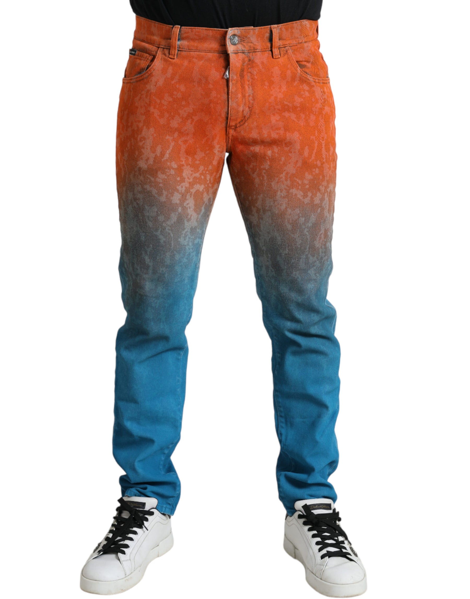 Dolce & Gabbana Multicolor Ombre Cotton Slim Fit Denim Jeans | Regal Royce