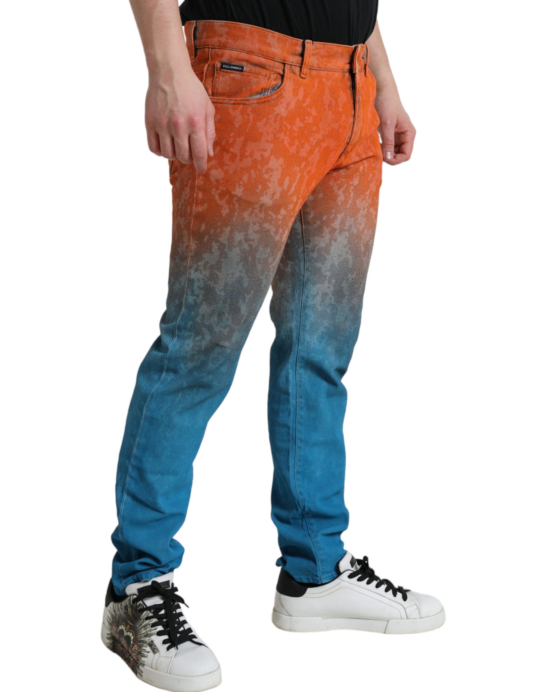 Dolce & Gabbana Multicolor Ombre Cotton Slim Fit Denim Jeans | Regal Royce