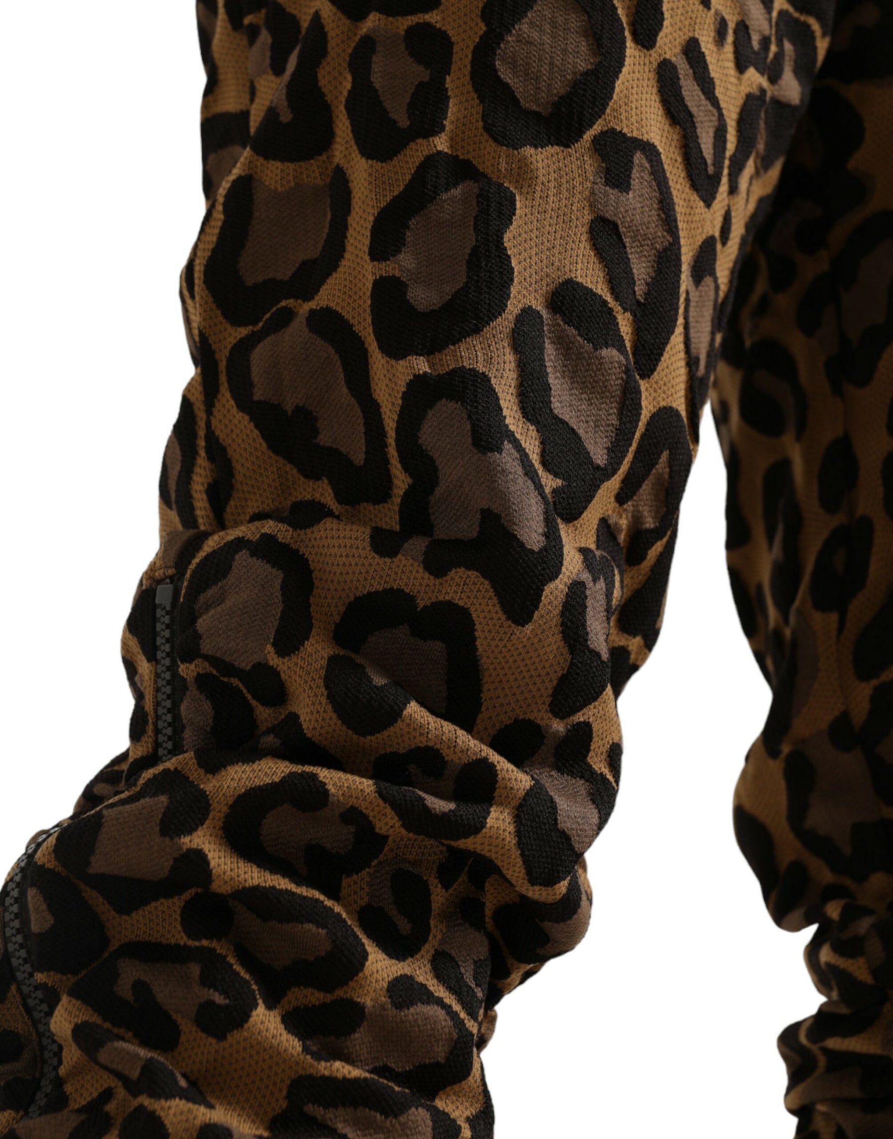 Dolce & Gabbana Brown Leopard Jacquard Jogger Pants | Regal Royce