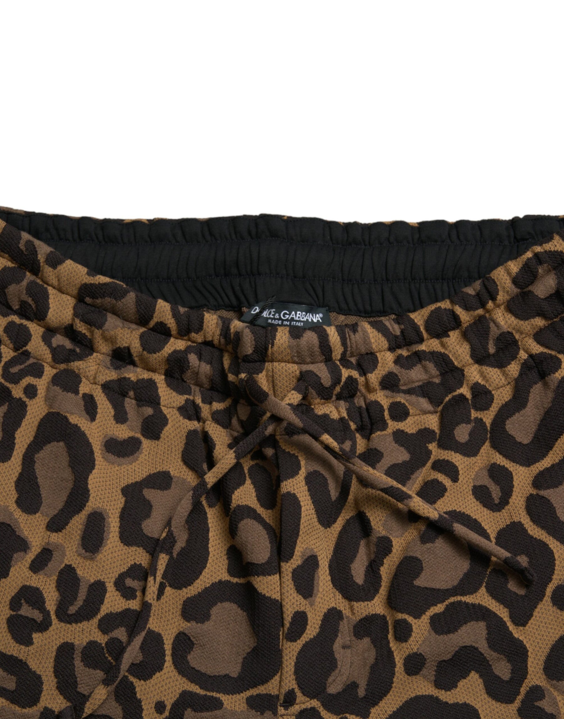 Dolce & Gabbana Brown Leopard Jacquard Jogger Pants | Regal Royce