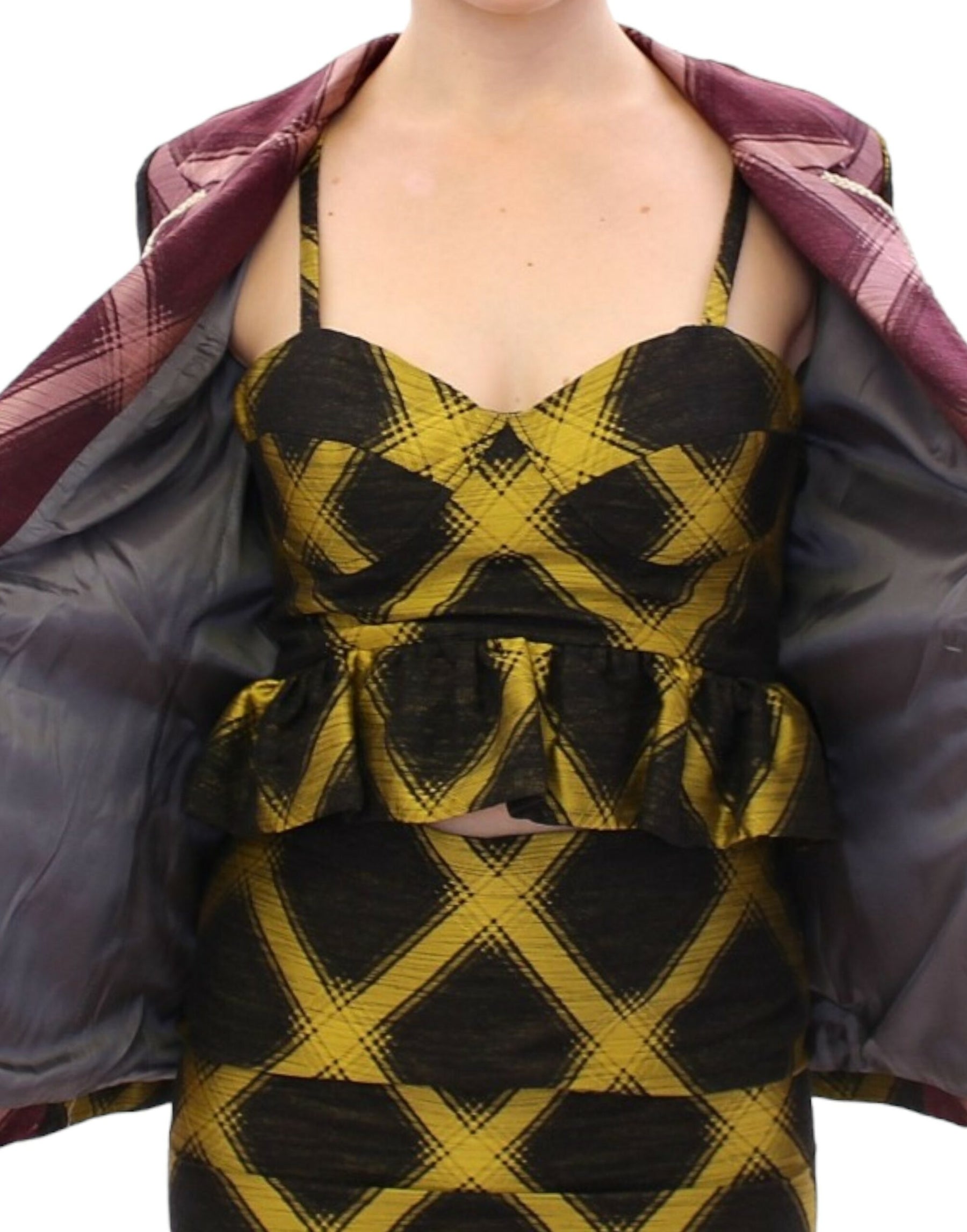 House of Holland Purple checkered blazer jacket | Regal Royce