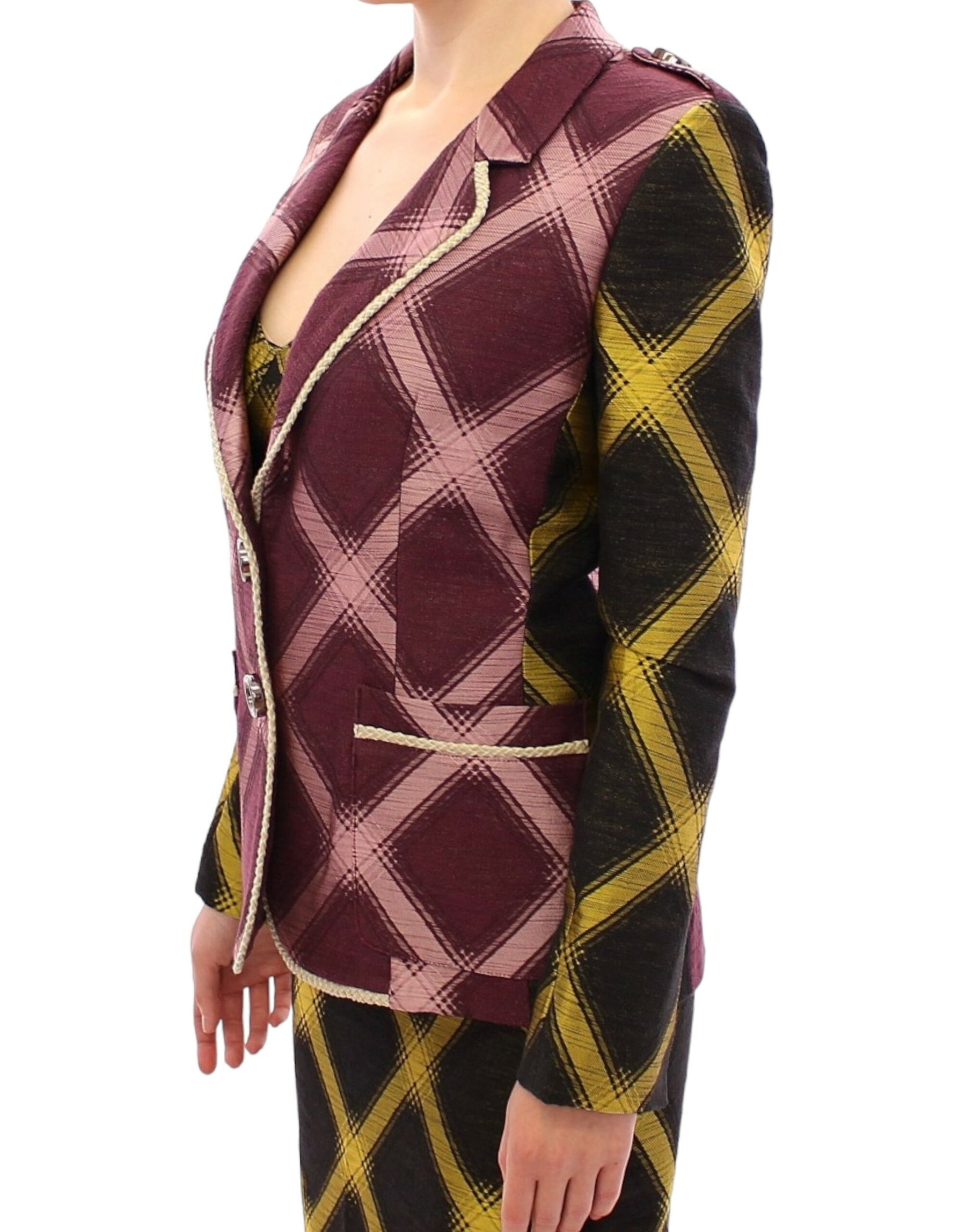 House of Holland Purple checkered blazer jacket | Regal Royce