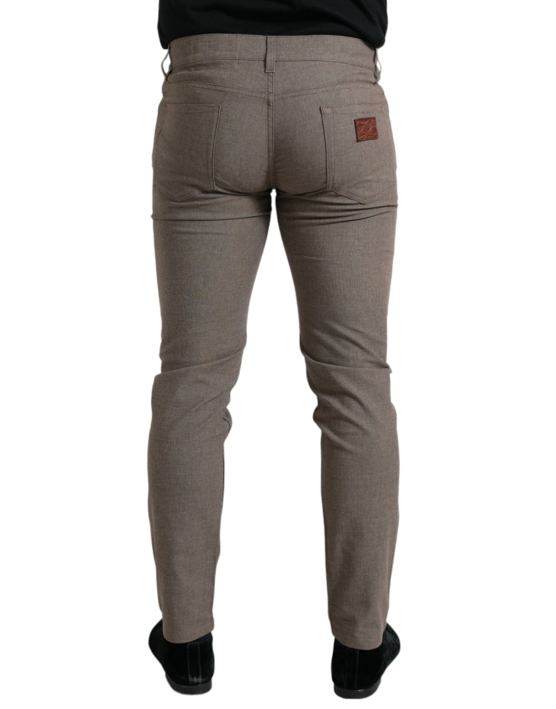 Dolce & Gabbana Brown Cotton Stretch Skinny Men Pants | Regal Royce