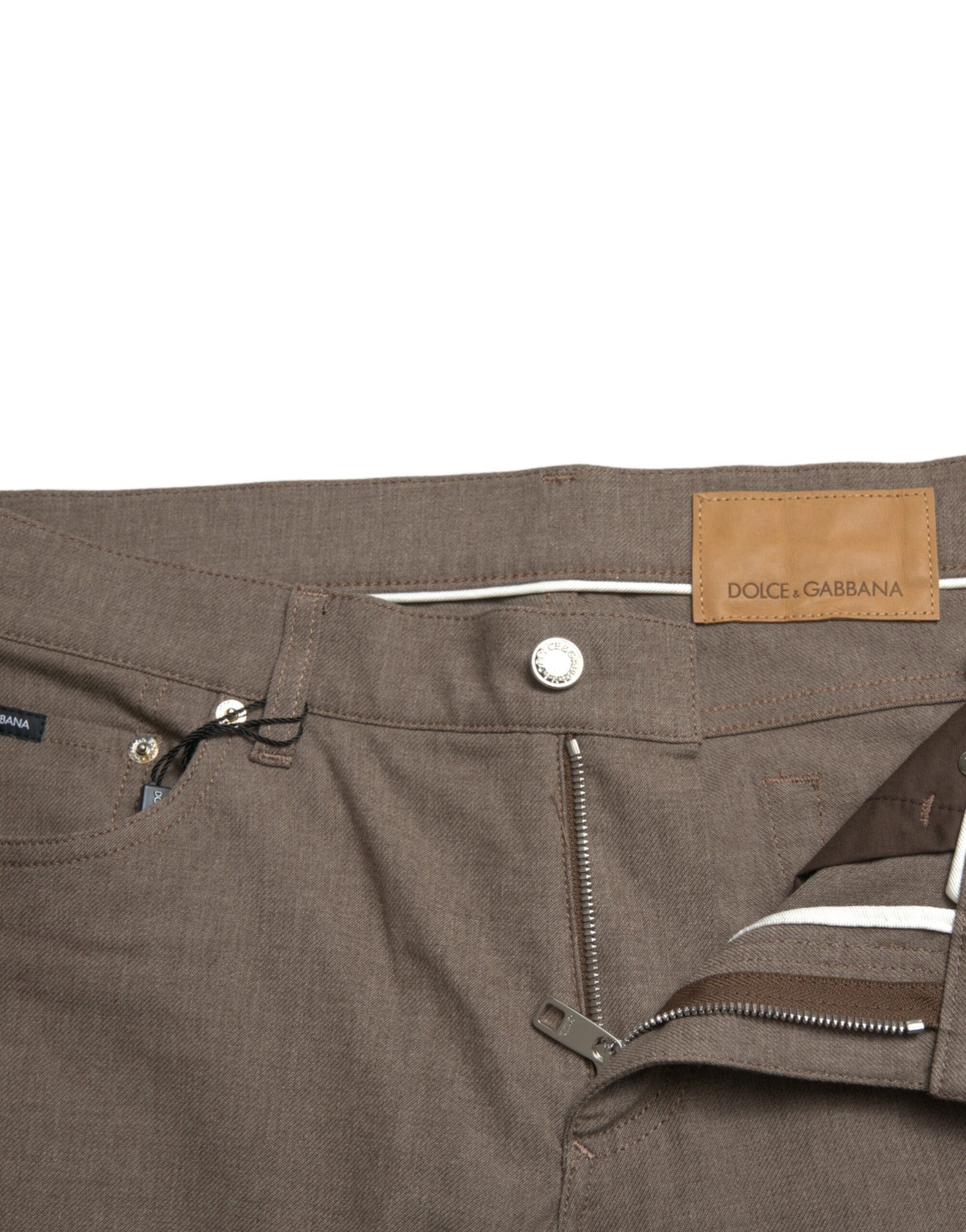 Dolce & Gabbana Brown Cotton Stretch Skinny Men Pants | Regal Royce