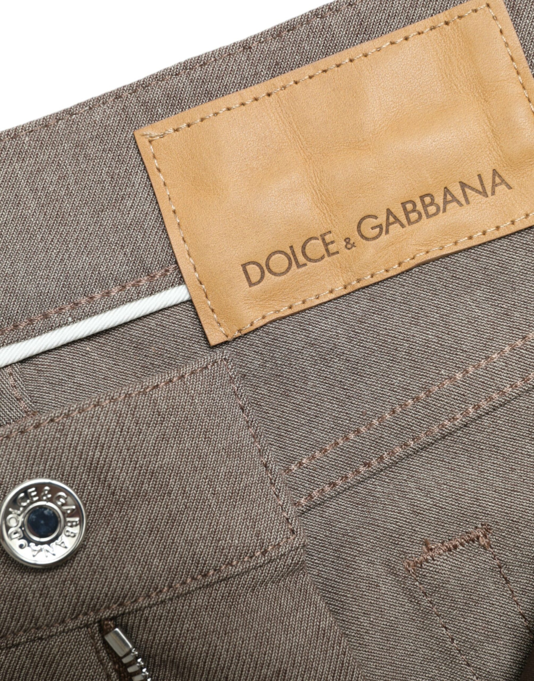 Dolce & Gabbana Brown Cotton Stretch Skinny Men Pants | Regal Royce