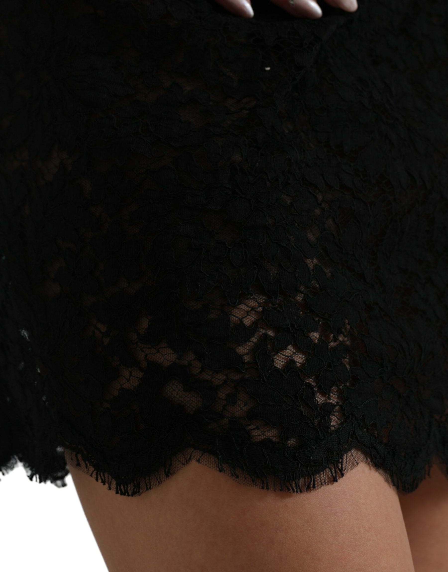 Dolce & Gabbana Black Bodycon Lace Cotton Sheath Mini Dress | Regal Royce