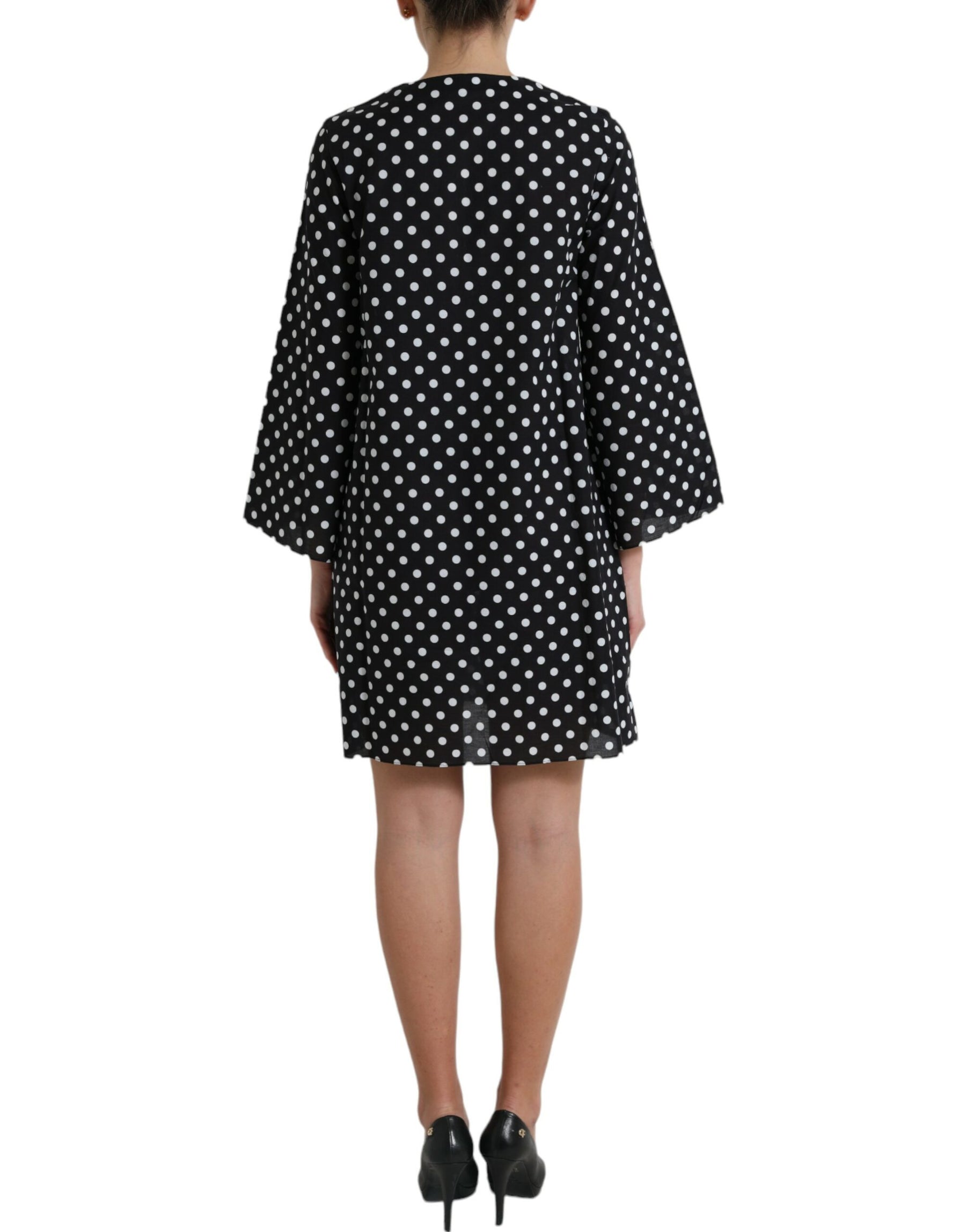 Dolce & Gabbana Black White Polka Dot Nylon Shift Mini Dress | Regal Royce