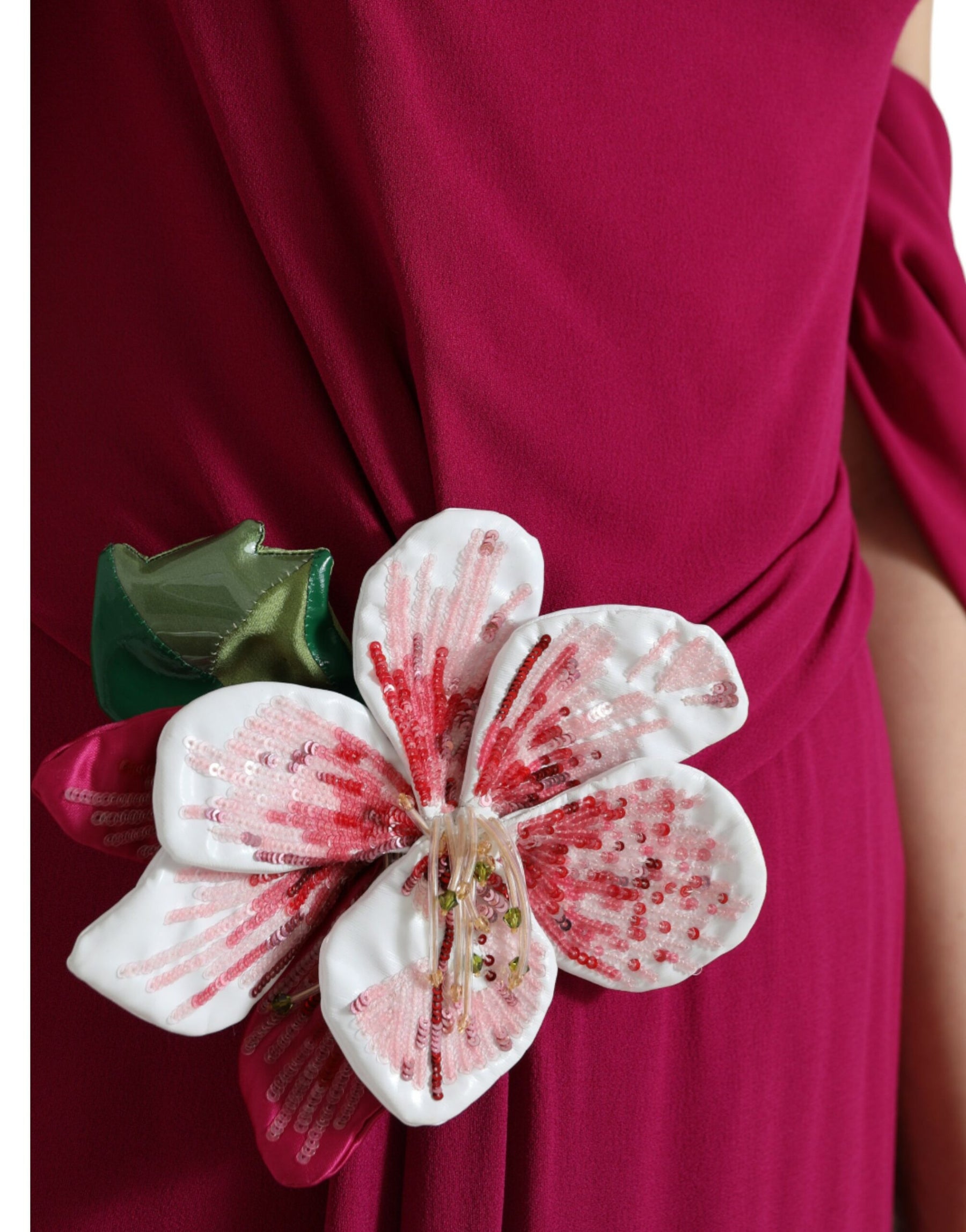 Dolce & Gabbana Purple Flower Embellished One Shoulder Dress | Regal Royce