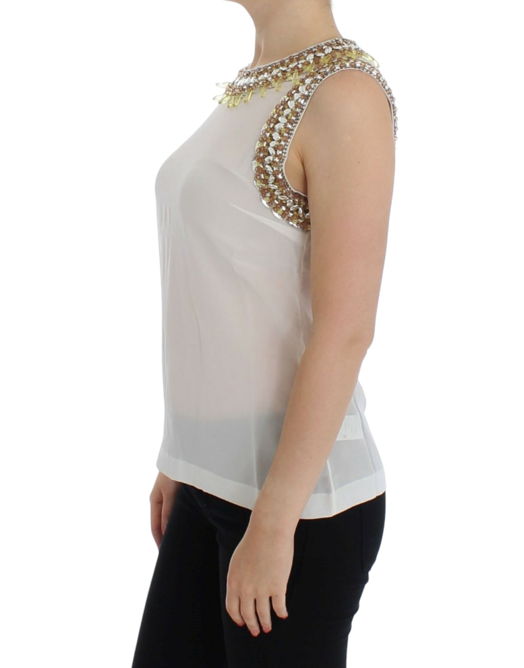 Dolce & Gabbana White crystal embellished tank top | Regal Royce