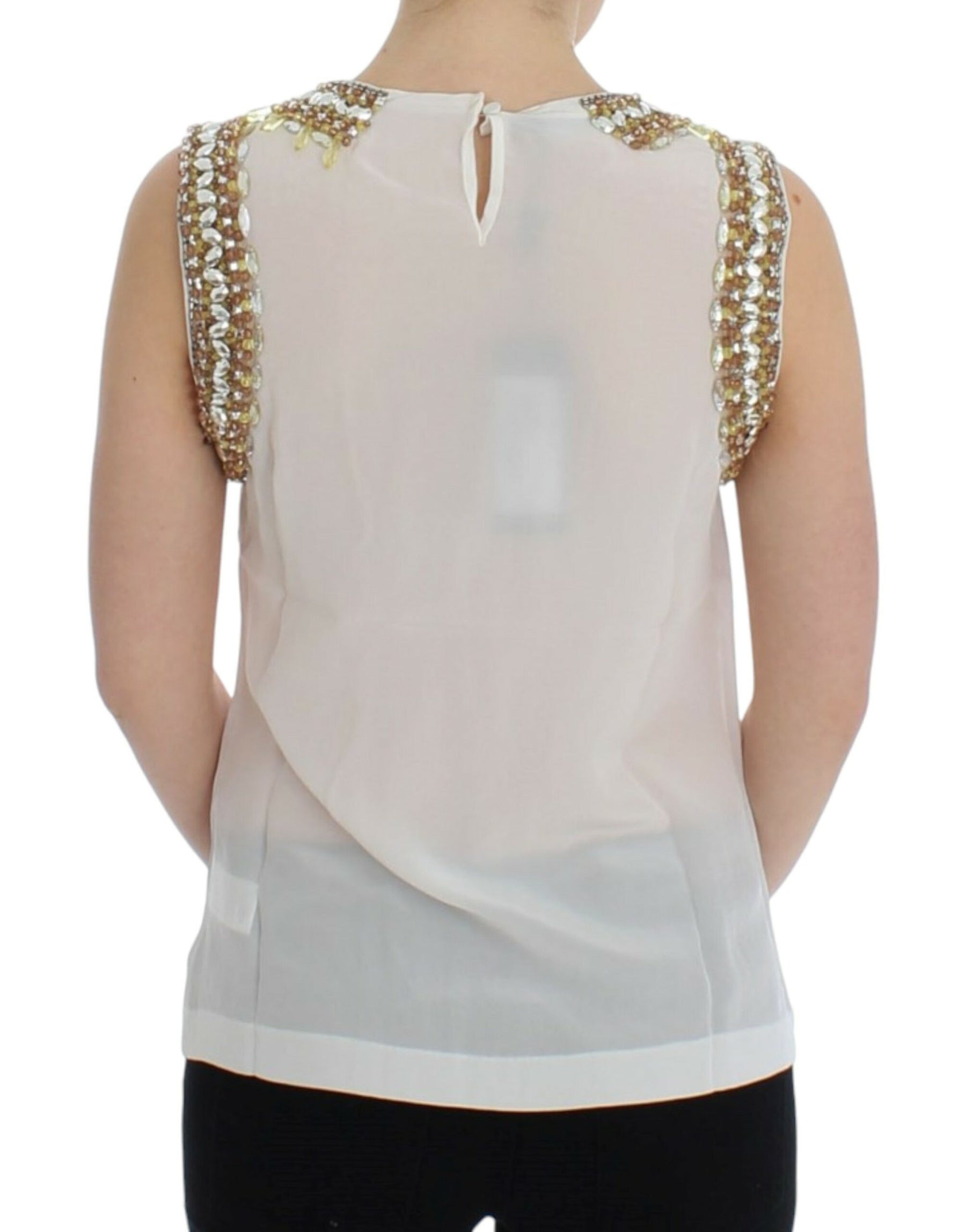Dolce & Gabbana White crystal embellished tank top | Regal Royce