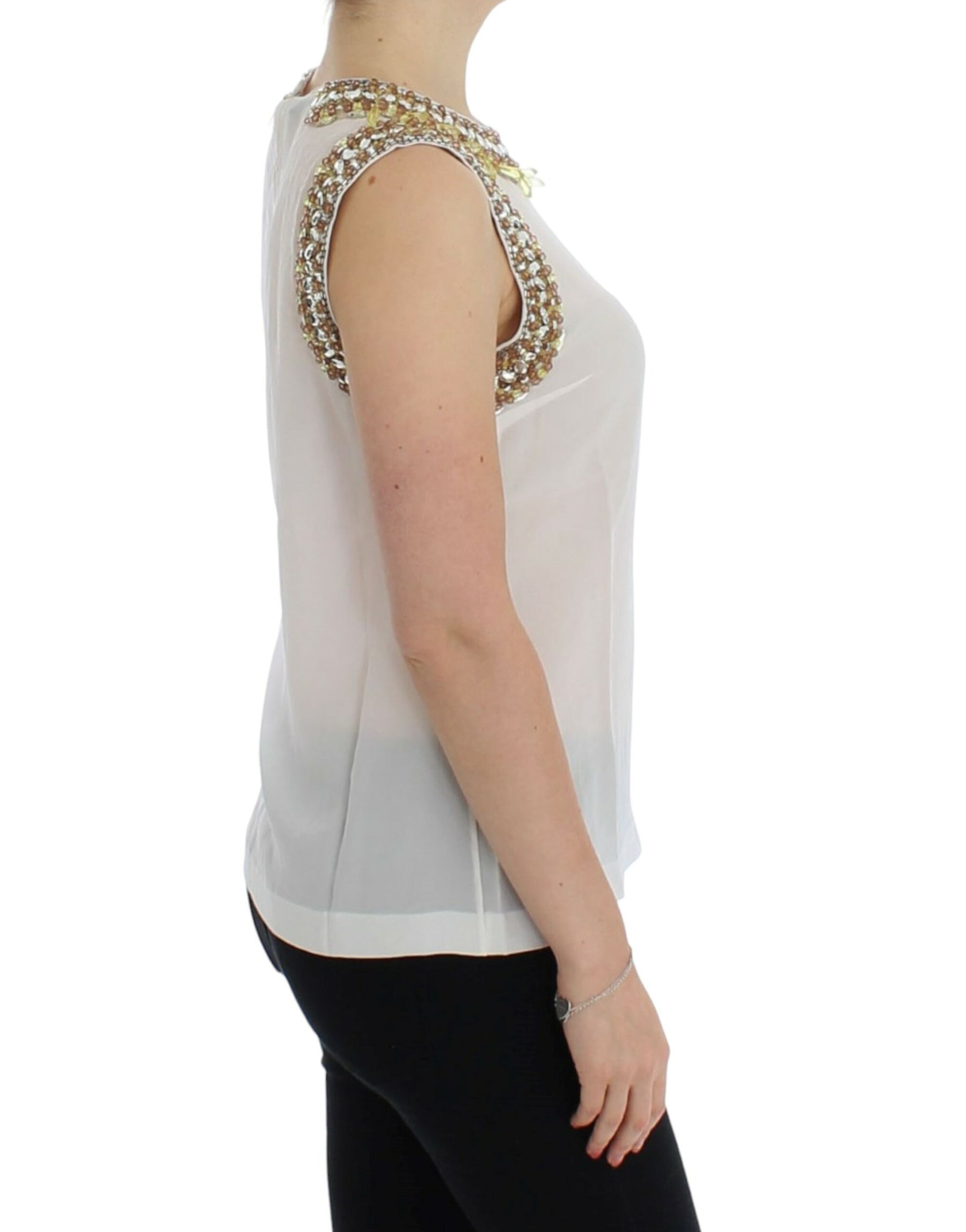 Dolce & Gabbana White crystal embellished tank top | Regal Royce