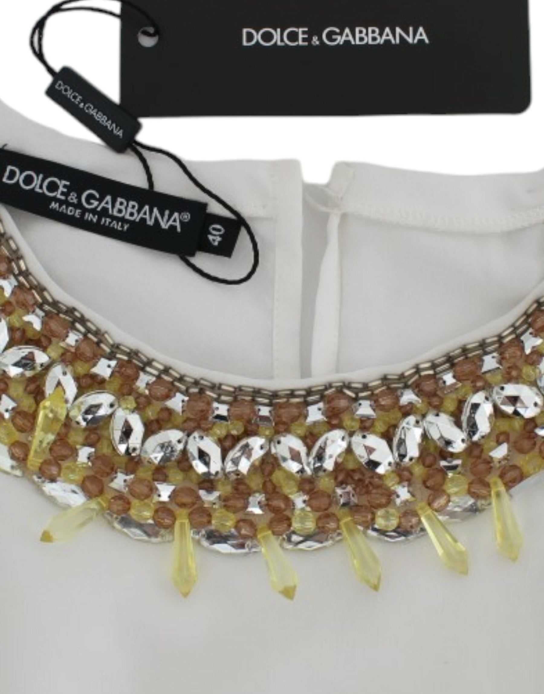 Dolce & Gabbana White crystal embellished tank top | Regal Royce