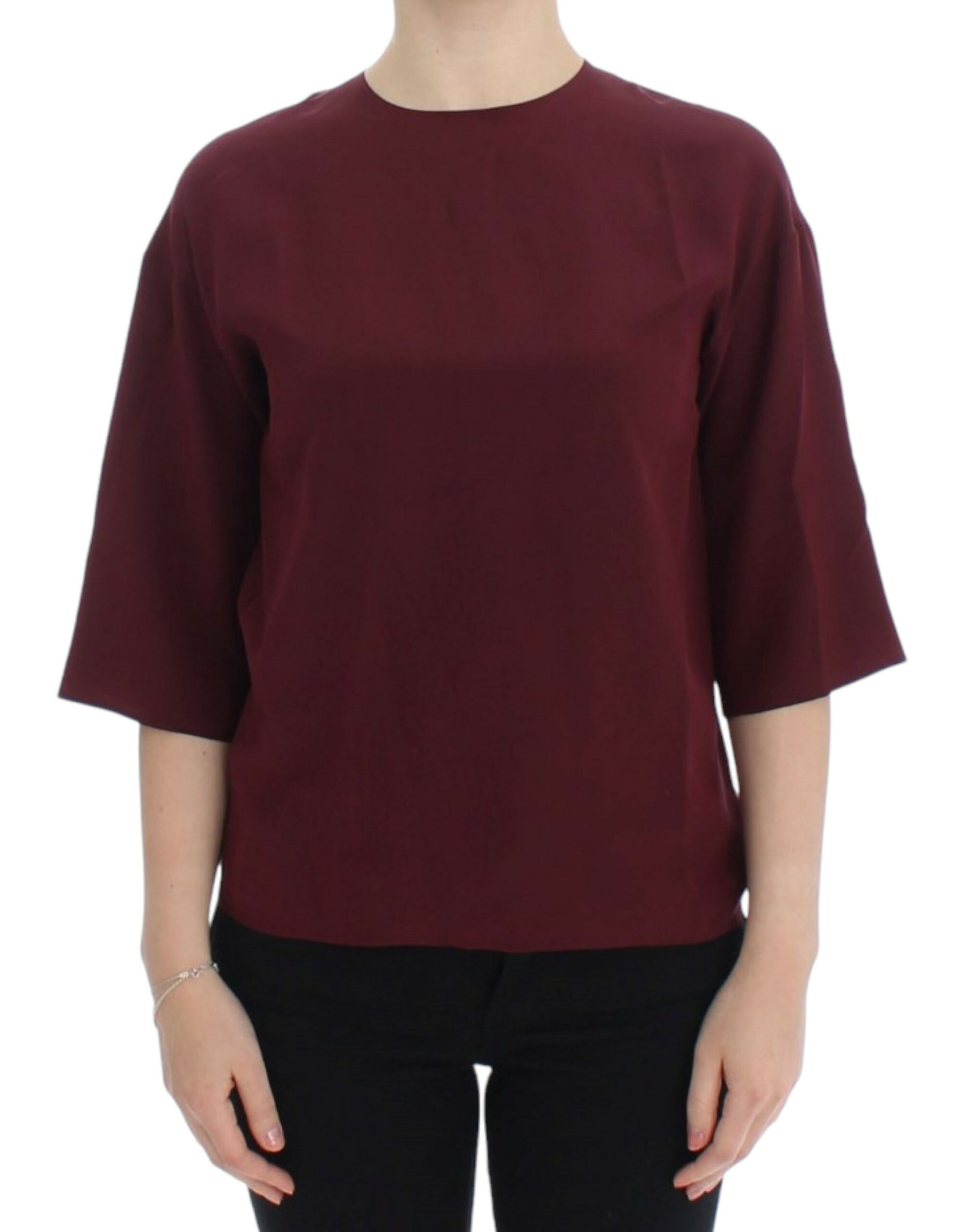 Dolce & Gabbana Red 3/4 sleeve silk blouse | Regal Royce