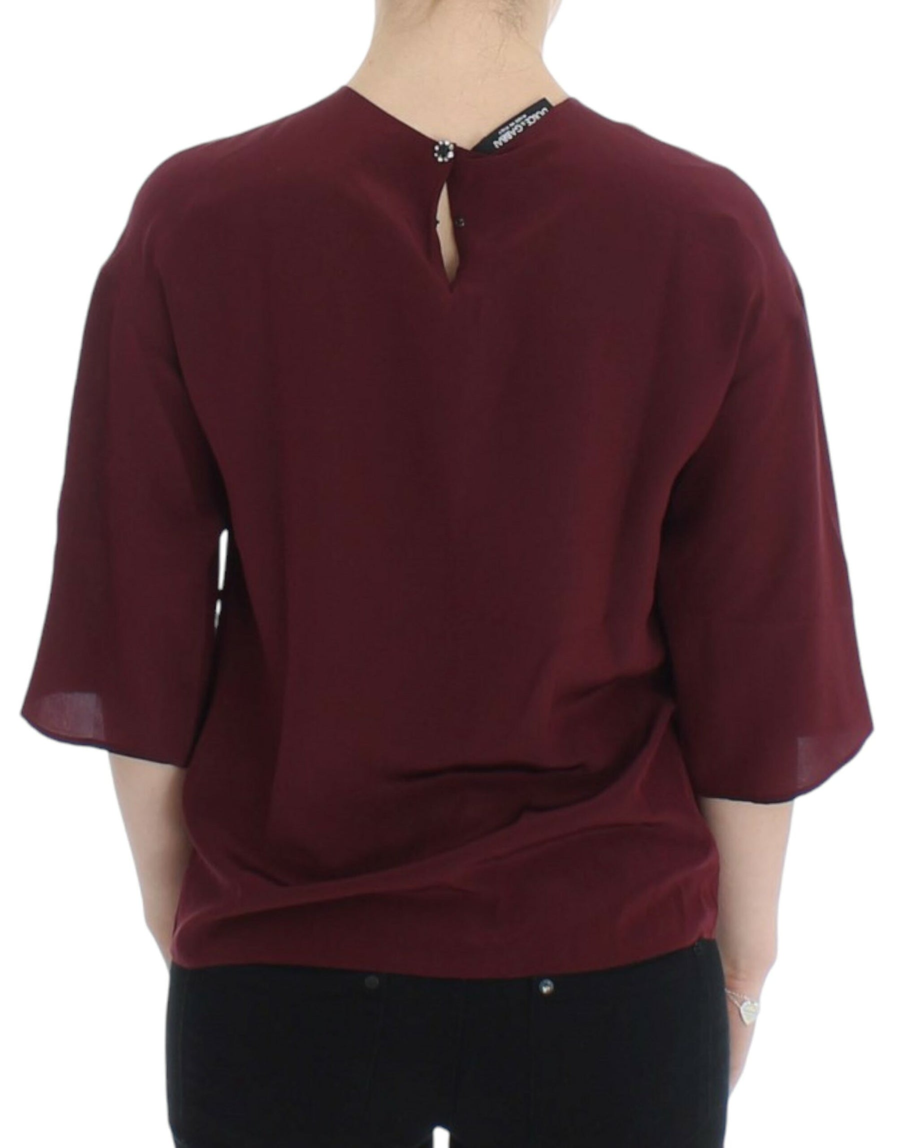 Dolce & Gabbana Red 3/4 sleeve silk blouse | Regal Royce
