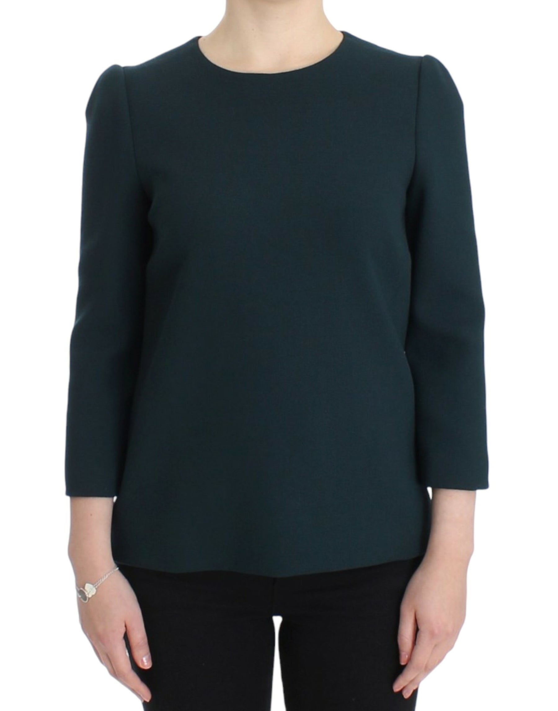 Dolce & Gabbana Green 3/4 sleeve wool blouse | Regal Royce