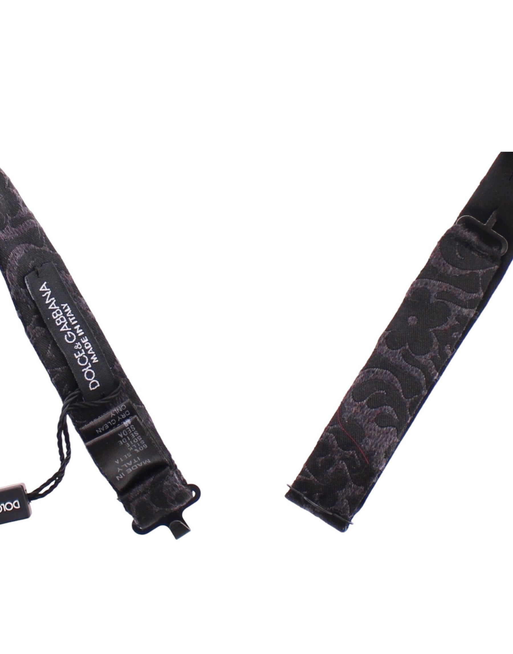 Dolce & Gabbana Gray Black Wool Silk Bow Tie | Regal Royce