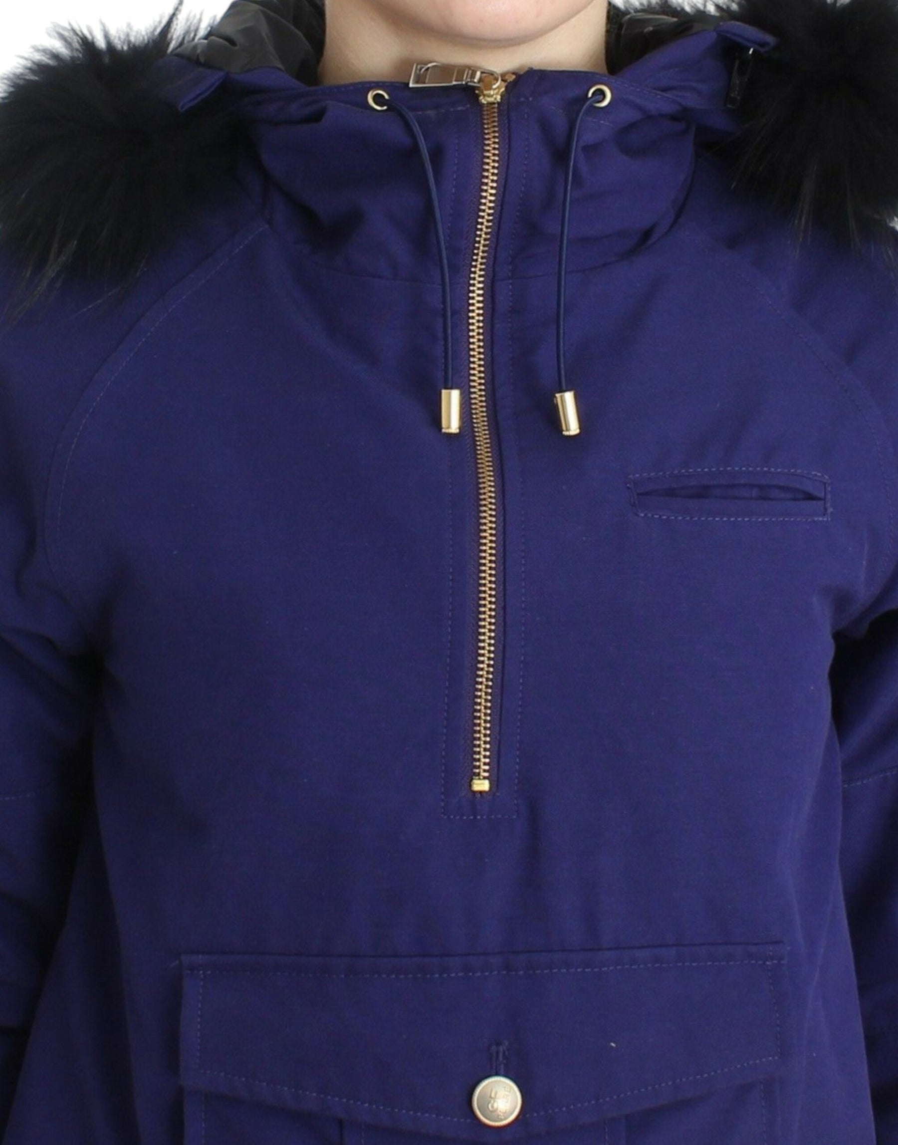 GF Ferre Blue Padded Jacket Hooded Short K-Way | Regal Royce
