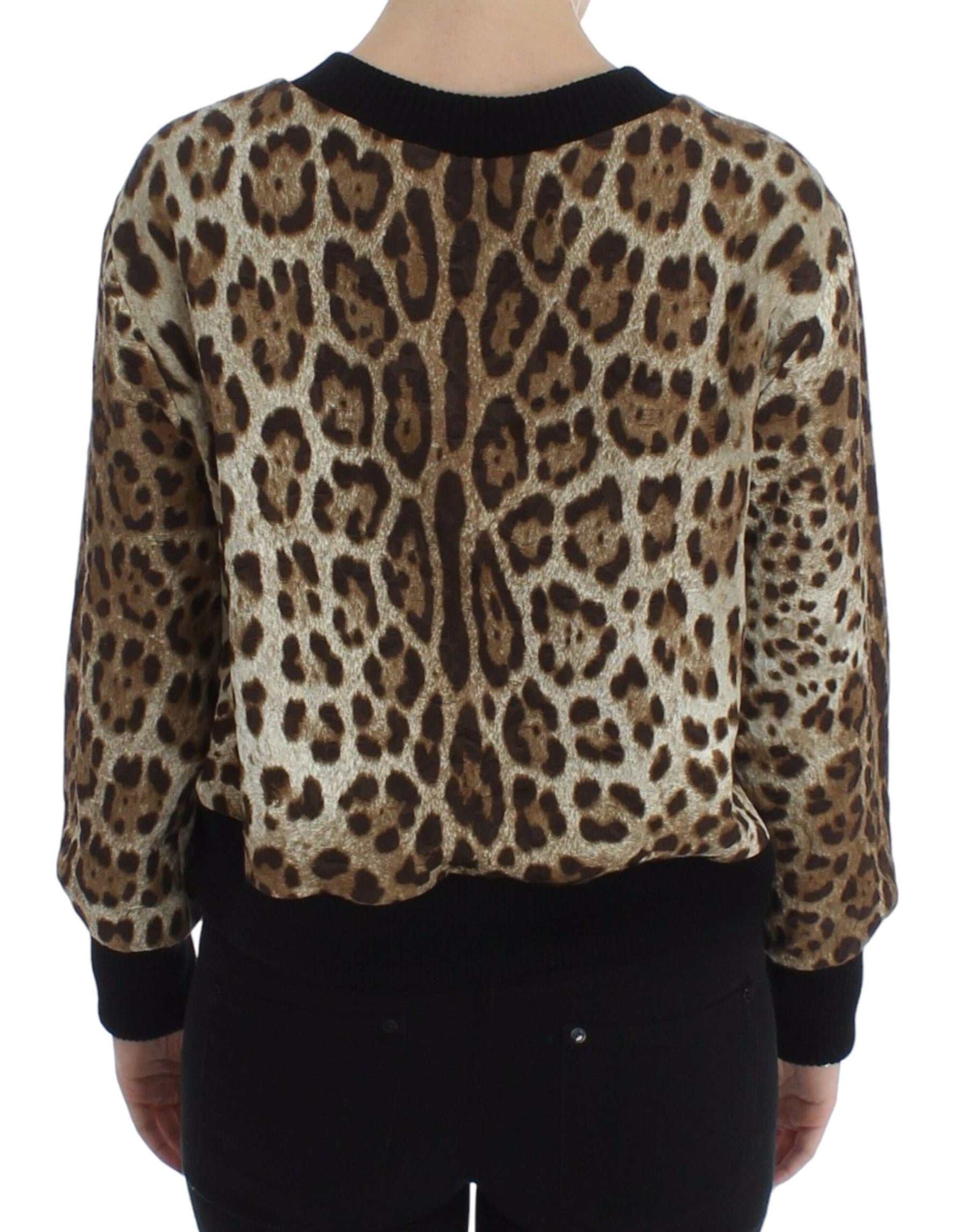 Dolce & Gabbana Leopard Print Crewneck Short Sweater | Regal Royce
